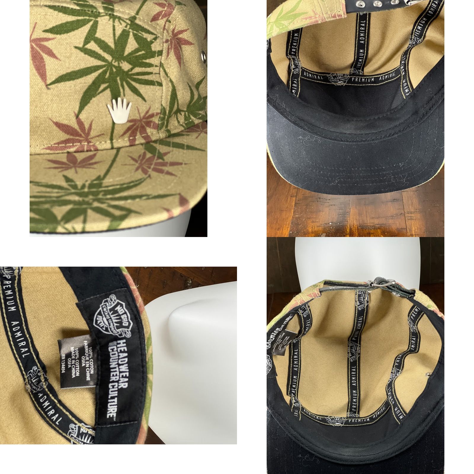 IDEA No Bad Ideas Hat Cap Strap Back Adult Beige Panel Marijuana Leaf Stash Pocket A Size ONE SIZE - 8 Thumbnail
