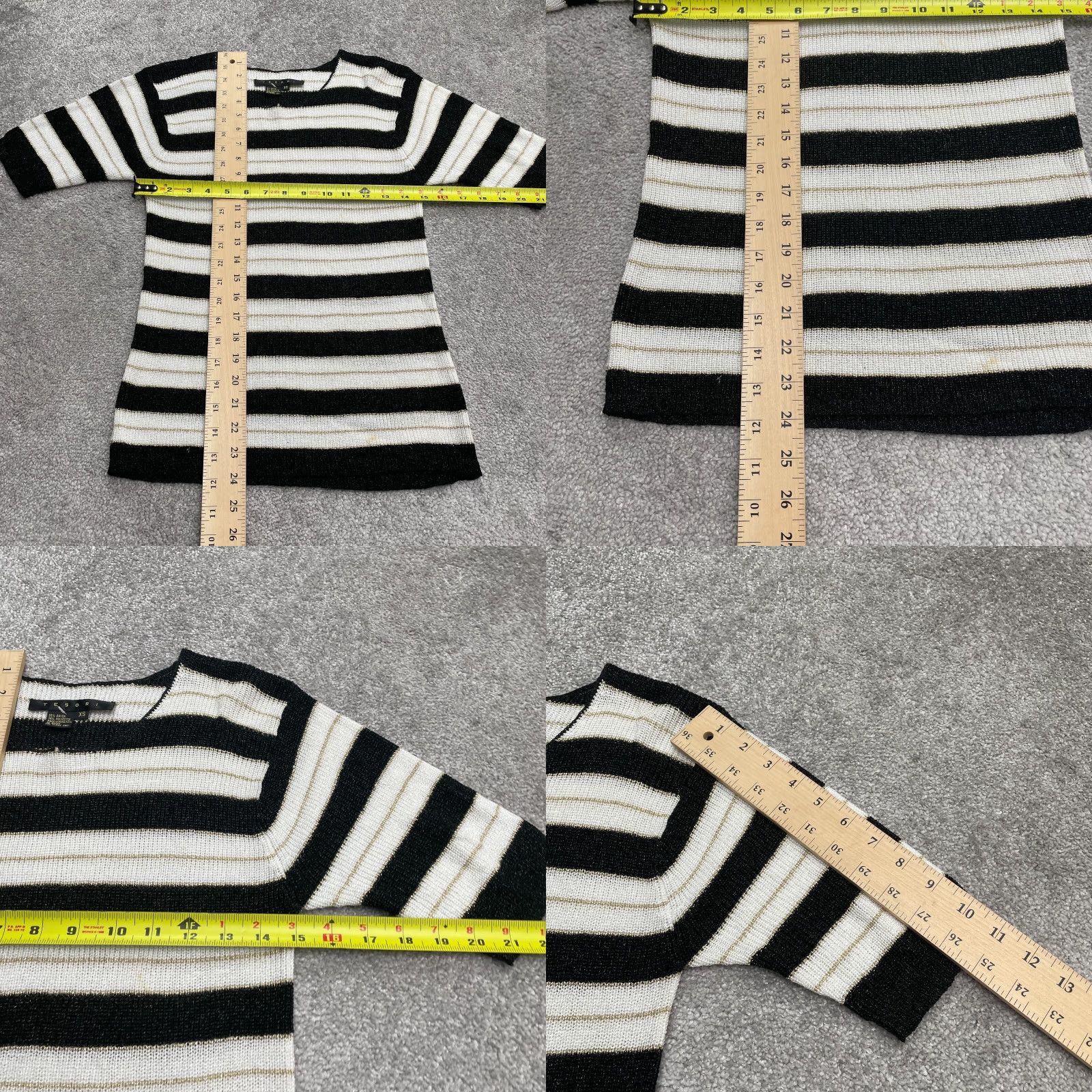 Vintage Tesori Shiny Sweater Womens XS Black White Gold Striped Crew Neck Half Sleeve Size XS / US 0-2 / IT 36-38 - 8 Thumbnail
