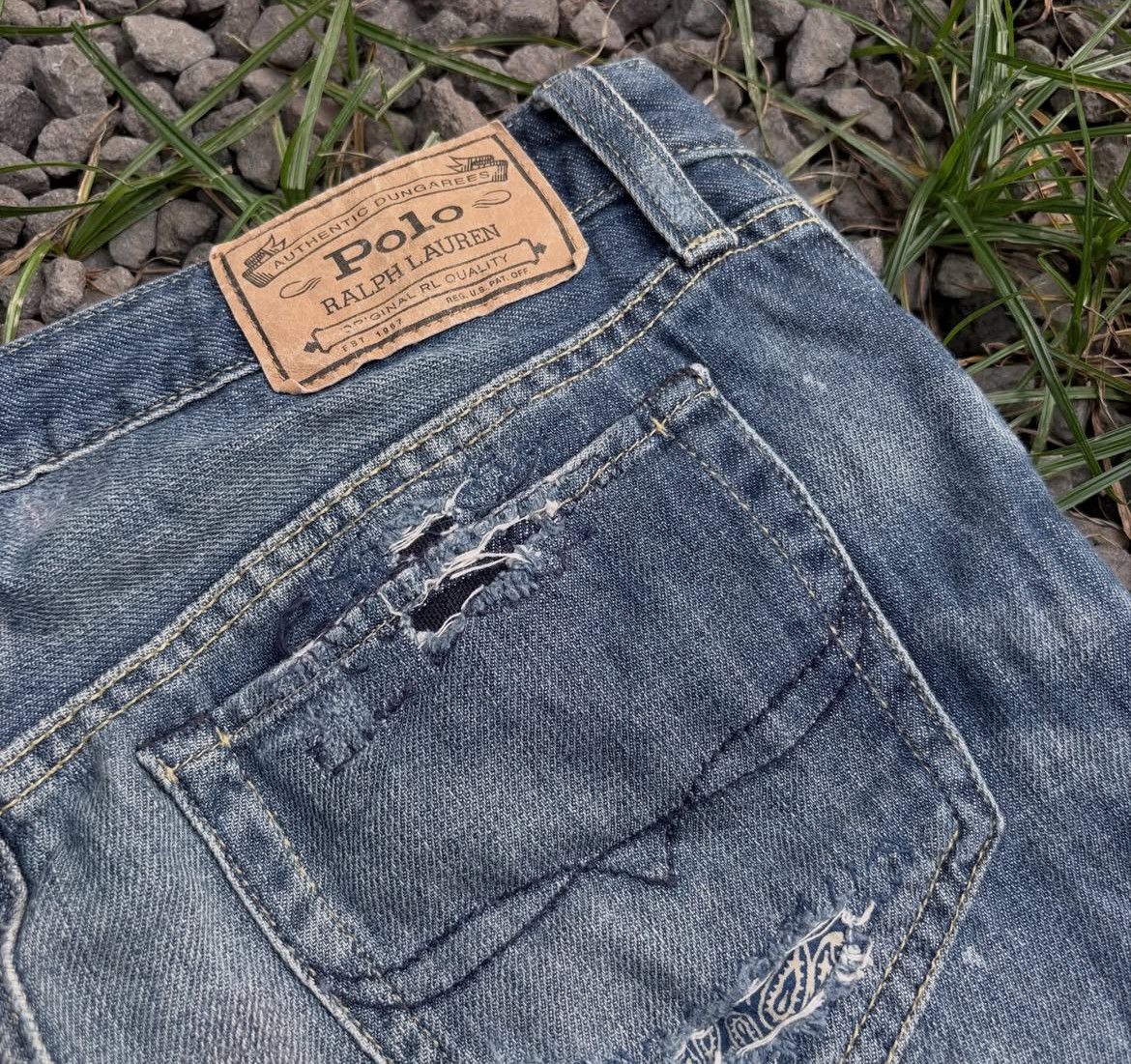 Polo Ralph Lauren 2000s Polo Ralph Lauren Patchwork Jeans Pants Size US 28 / EU 44 - 5 Thumbnail