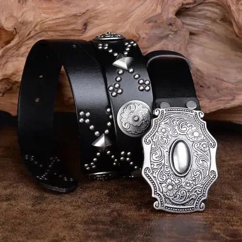 Leader Of Cool Moons Punk Rivet Leather Belt Size ONE SIZE - 4 Thumbnail