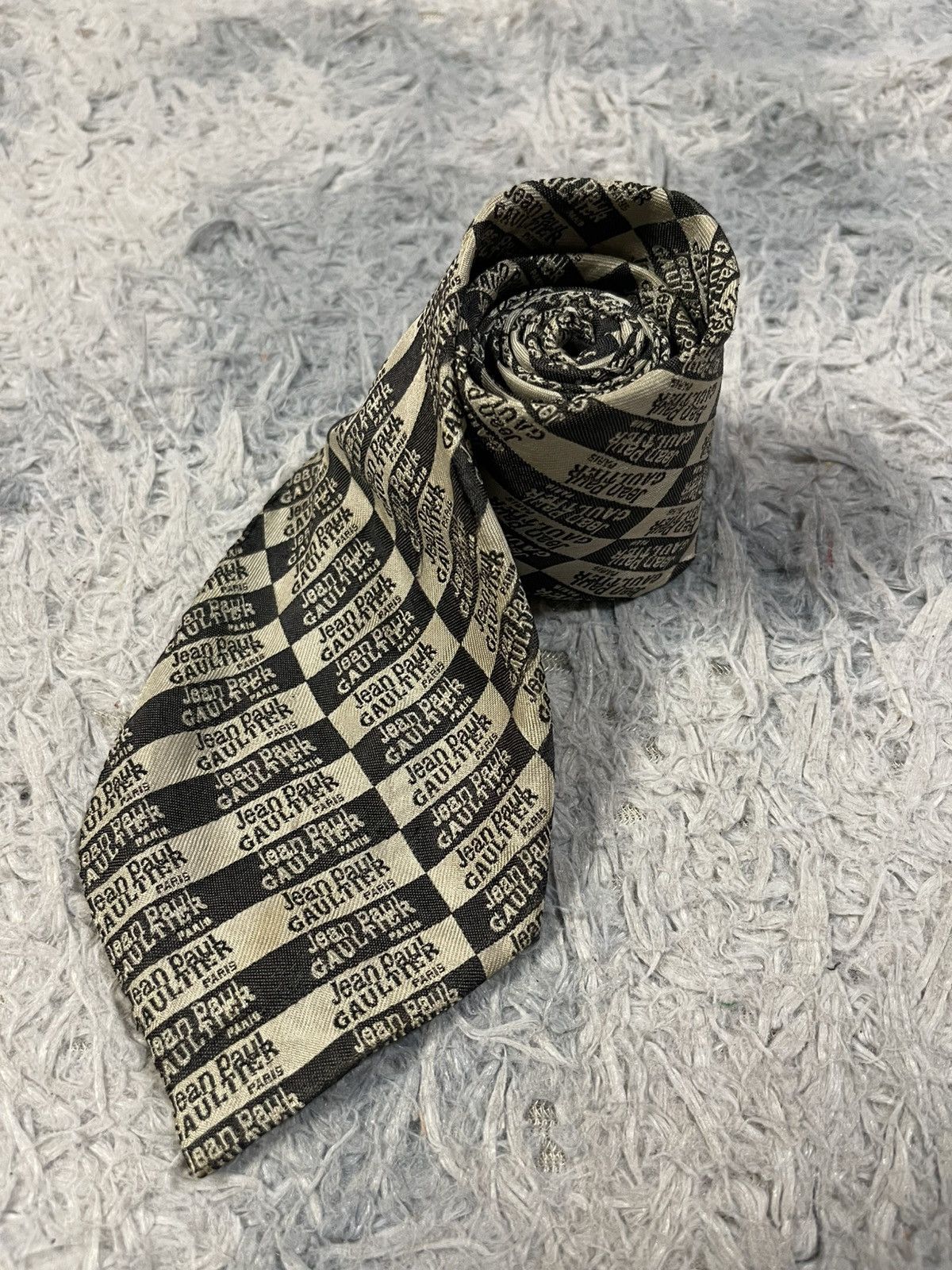 Jean Paul Gaultier RARE!!Jean Paul Gaultier Checker Board Neck Tie Spellout Size ONE SIZE - 2 Thumbnail