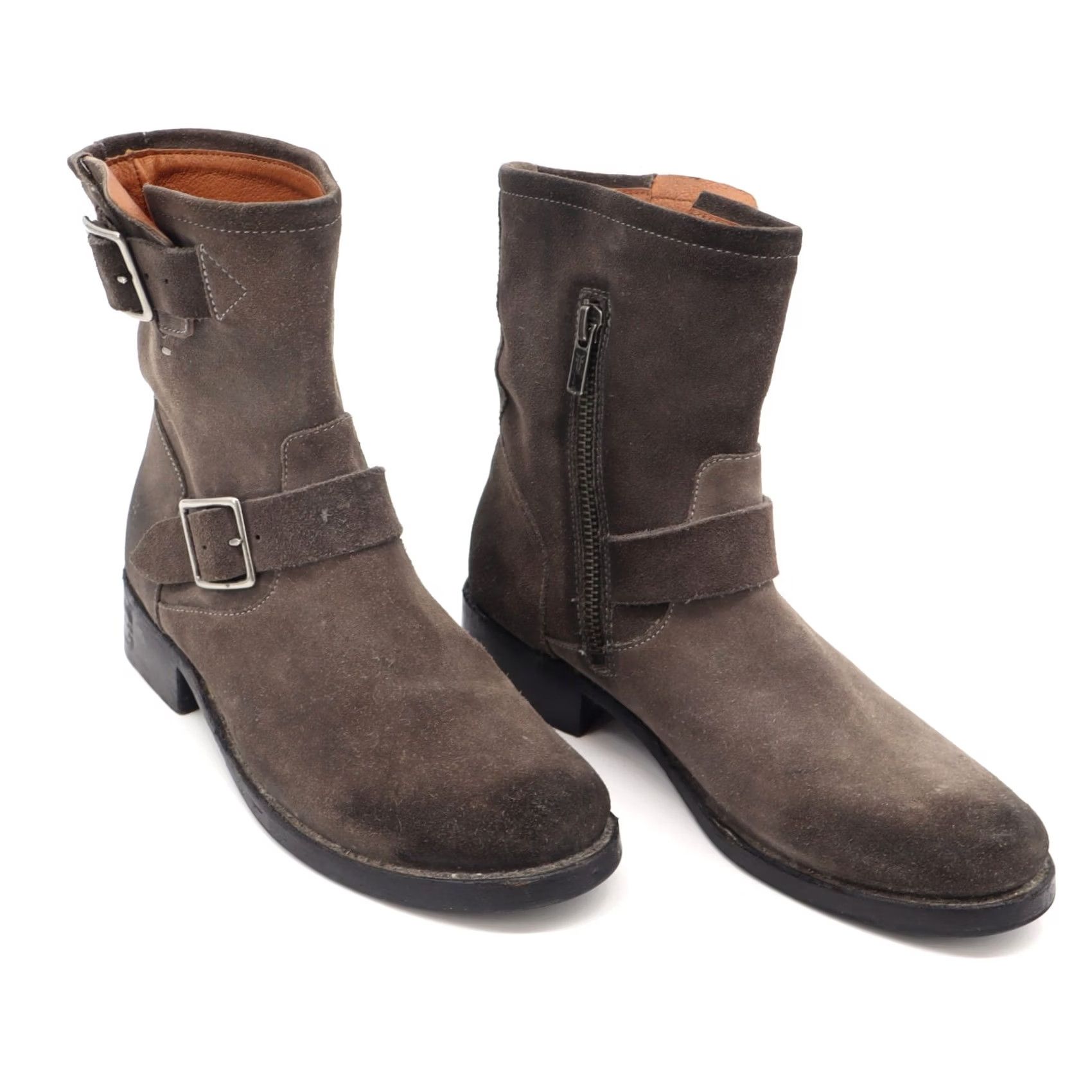 Frye Frye Vicky Gray Oiled Suede Moto Boots Sz 7.5B Size US 8 / IT 38 - 2 Thumbnail