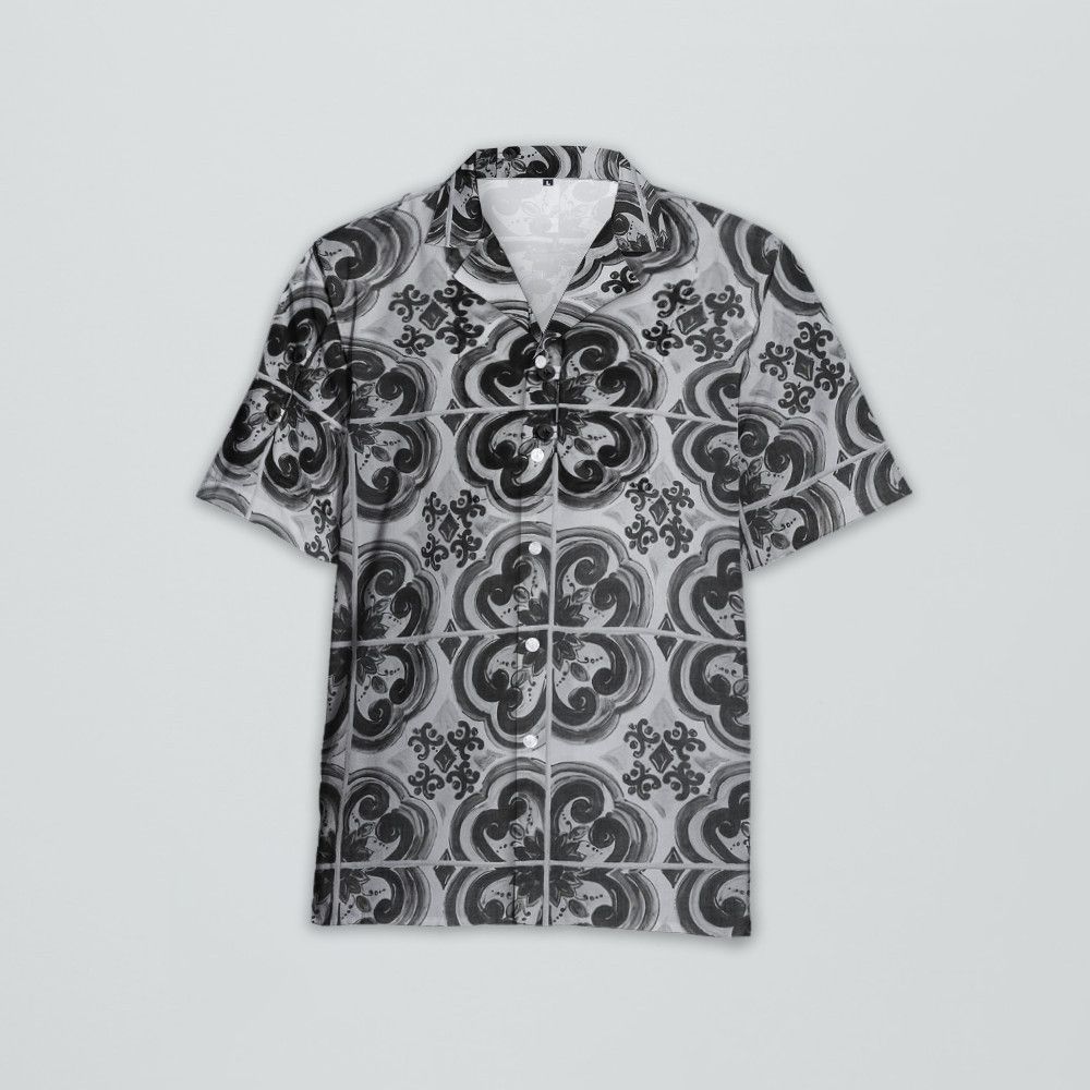 Designer Majolica-Print Cotton Mandarin Shirt Size US L / EU 52-54 / 3 - 1 Thumbnail