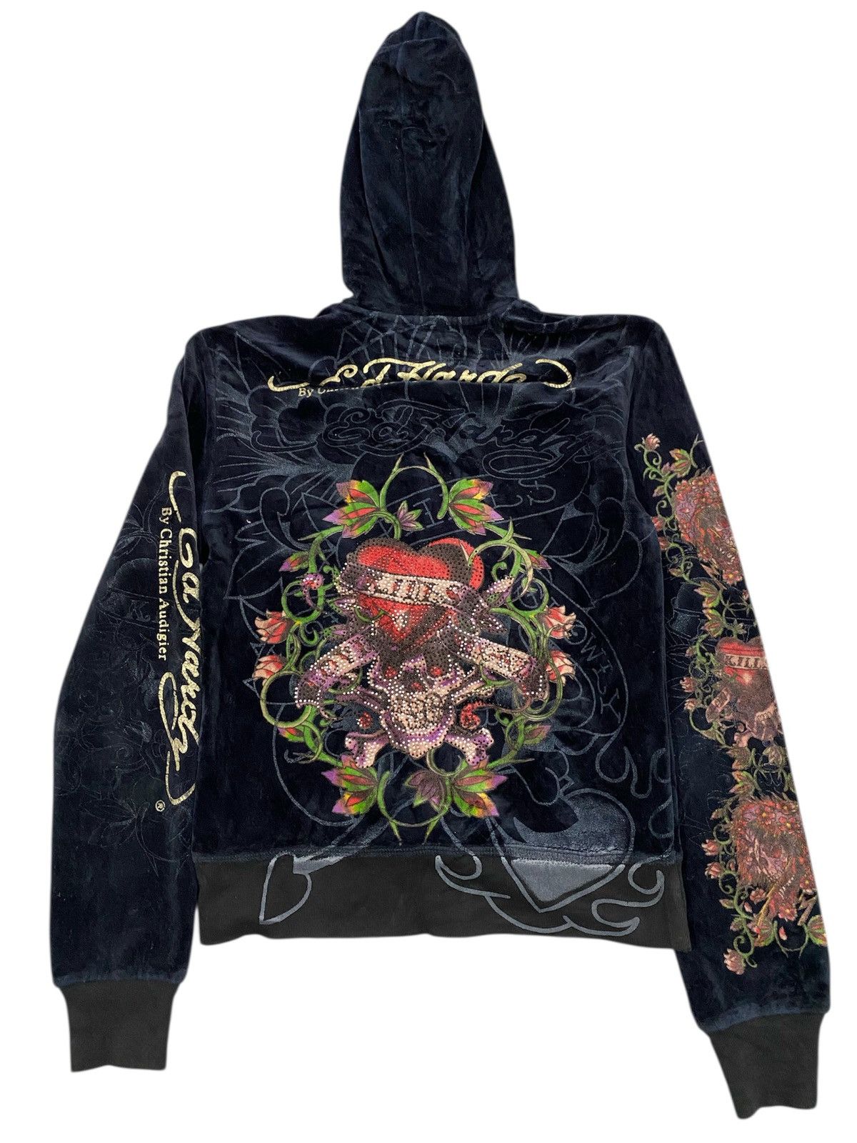 Ed Hardy Vtg Ed Hardy Velvet Hoodie Zipper Size US M / EU 48-50 / 2 - 1 Thumbnail