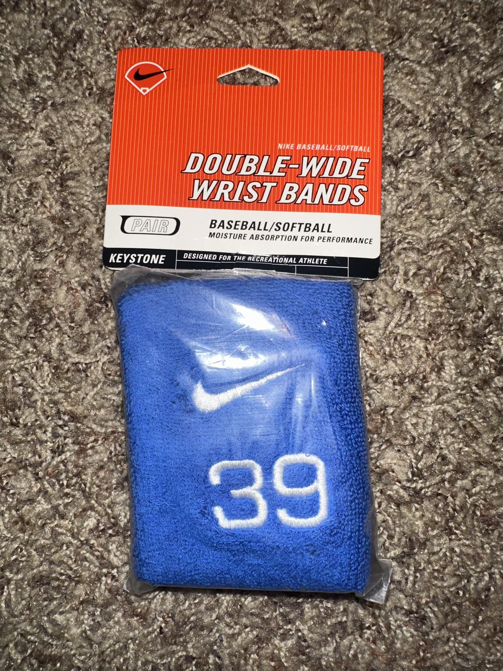Nike Nike Baseball/Softball 2 #39 Blue Double Wide Wrist Bands Size ONE SIZE - 1 Thumbnail
