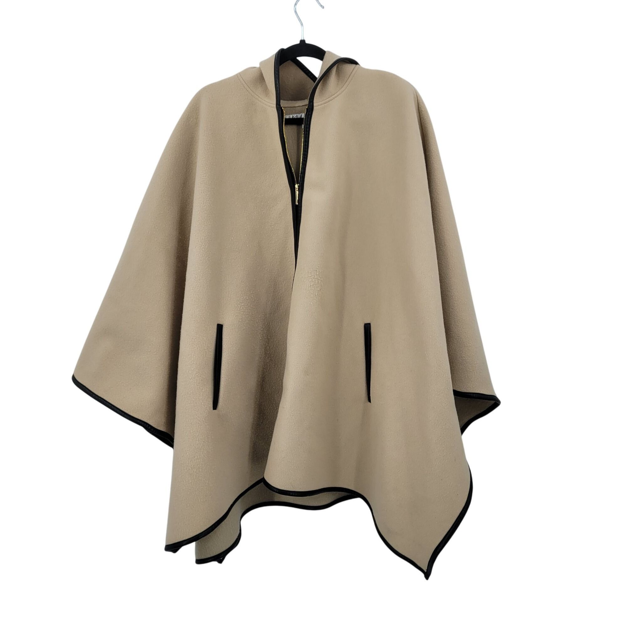 Designer Kenneth Cole New York Beige Hooded Poncho Cape 1X City Chic Size XL / US 12-14 / IT 48-50 - 1 Thumbnail