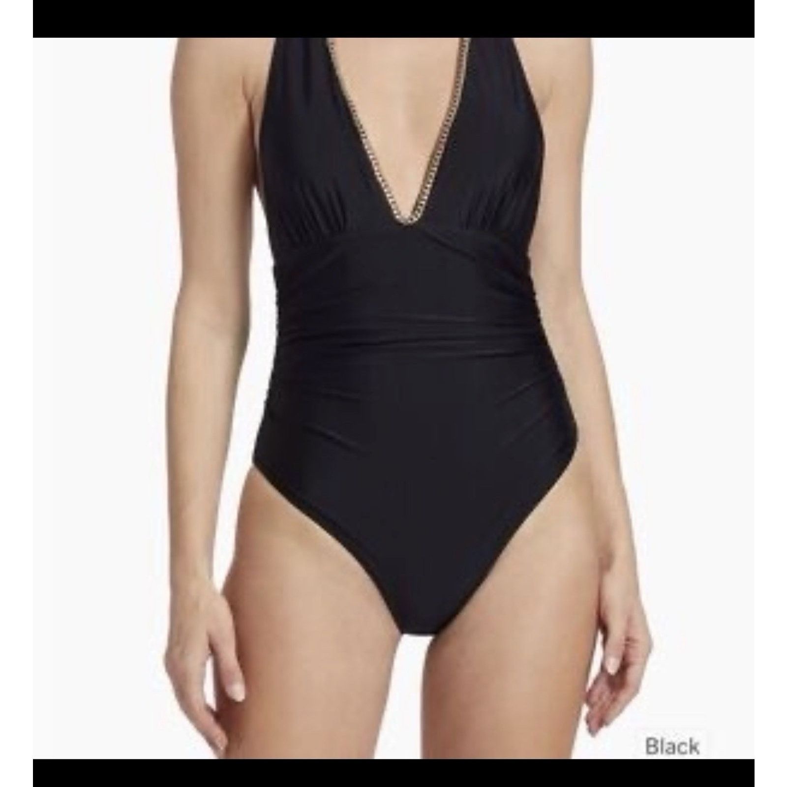 Generation Love NWT Generation Love Black Chain Once Piece Swimsuit M Size ONE SIZE - 4 Thumbnail