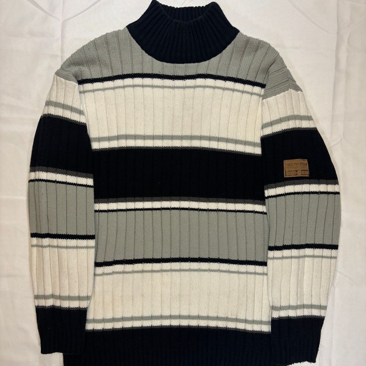 Southpole Southpole Vintage L Striped Mock Neck Sweater Y2K Streetwear Size US L / EU 52-54 / 3 - 1 Thumbnail