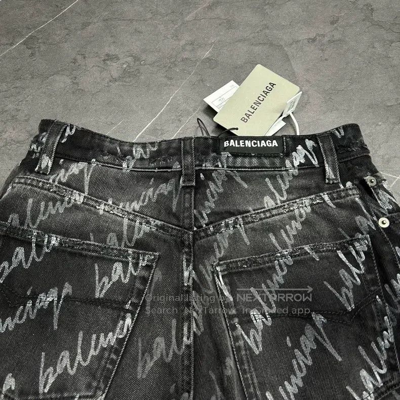 Balenciaga Balenciaga Cursive Letter Logo Bullet Screen Printed Denim Size US 27 - 7 Thumbnail