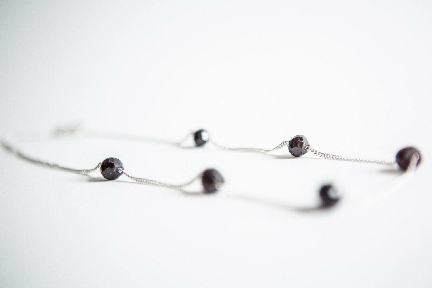 Designer Victorian Rose Cut Garnet Beaded Sterling Silver Necklace Size ONE SIZE - 2 Thumbnail