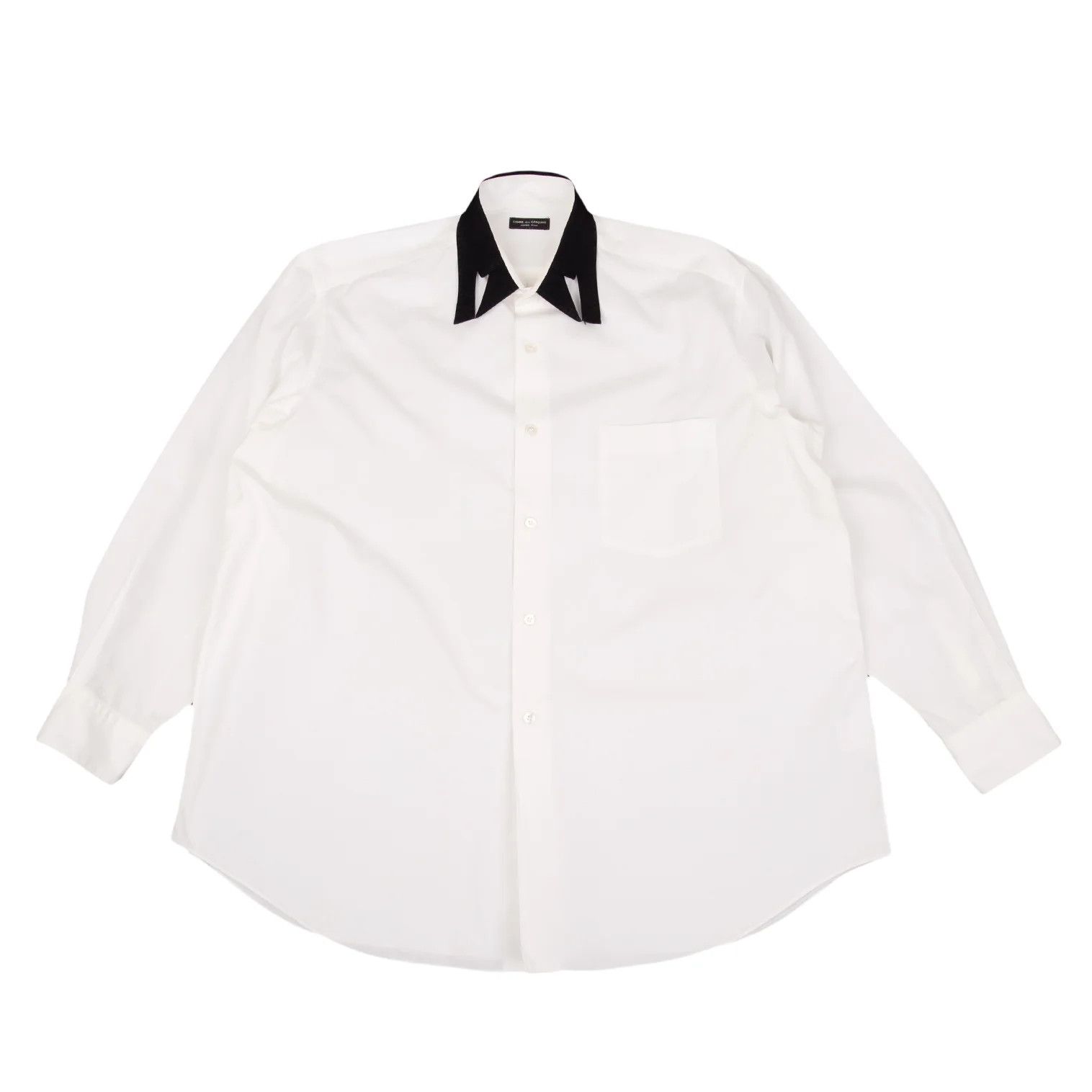 Comme des Garcons Homme Plus Cutting Collar Long Sleeve Shirt in Black and White Size US M / EU 48-50 / 2 - 1 Preview