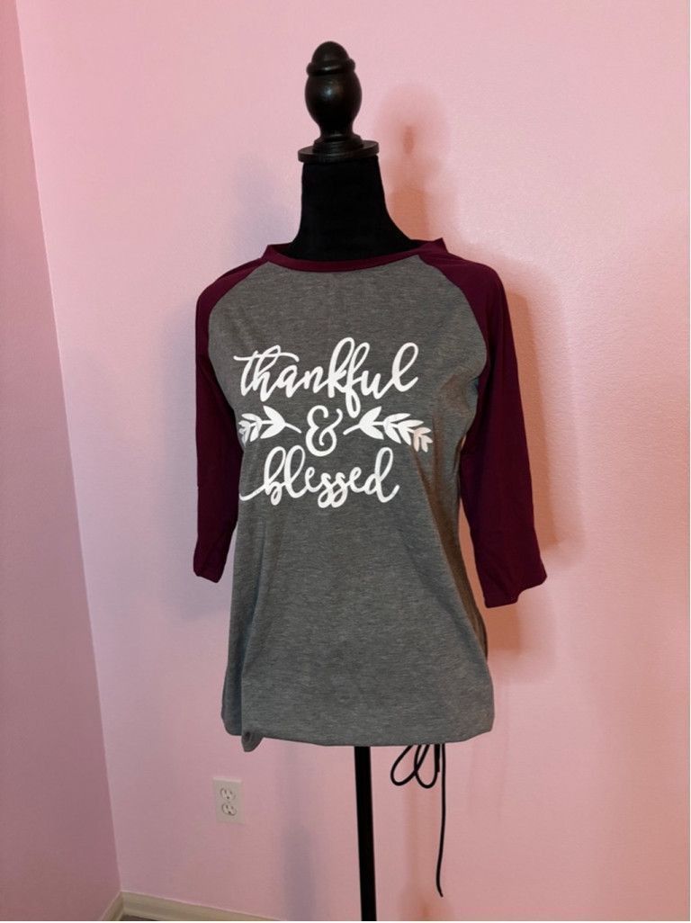 Other Thankful and blessed Women Unbranded T-Shirt S Gray Burgundy Size S / US 4 / IT 40 - 1 Thumbnail