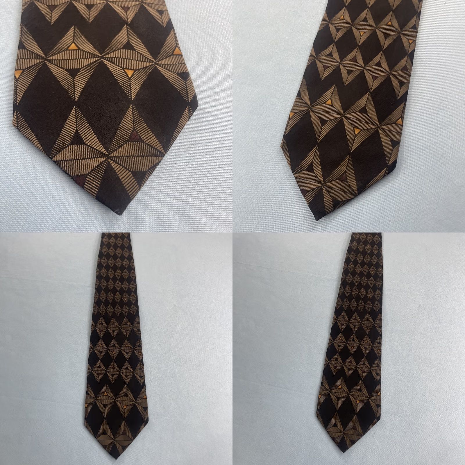 Kenneth Cole VINTAGE Kenneth Cole New York Silk Tie Diamond Deco Foulard Gray Black vtg 90s USA 4x59 Size ONE SIZE - 9 Thumbnail
