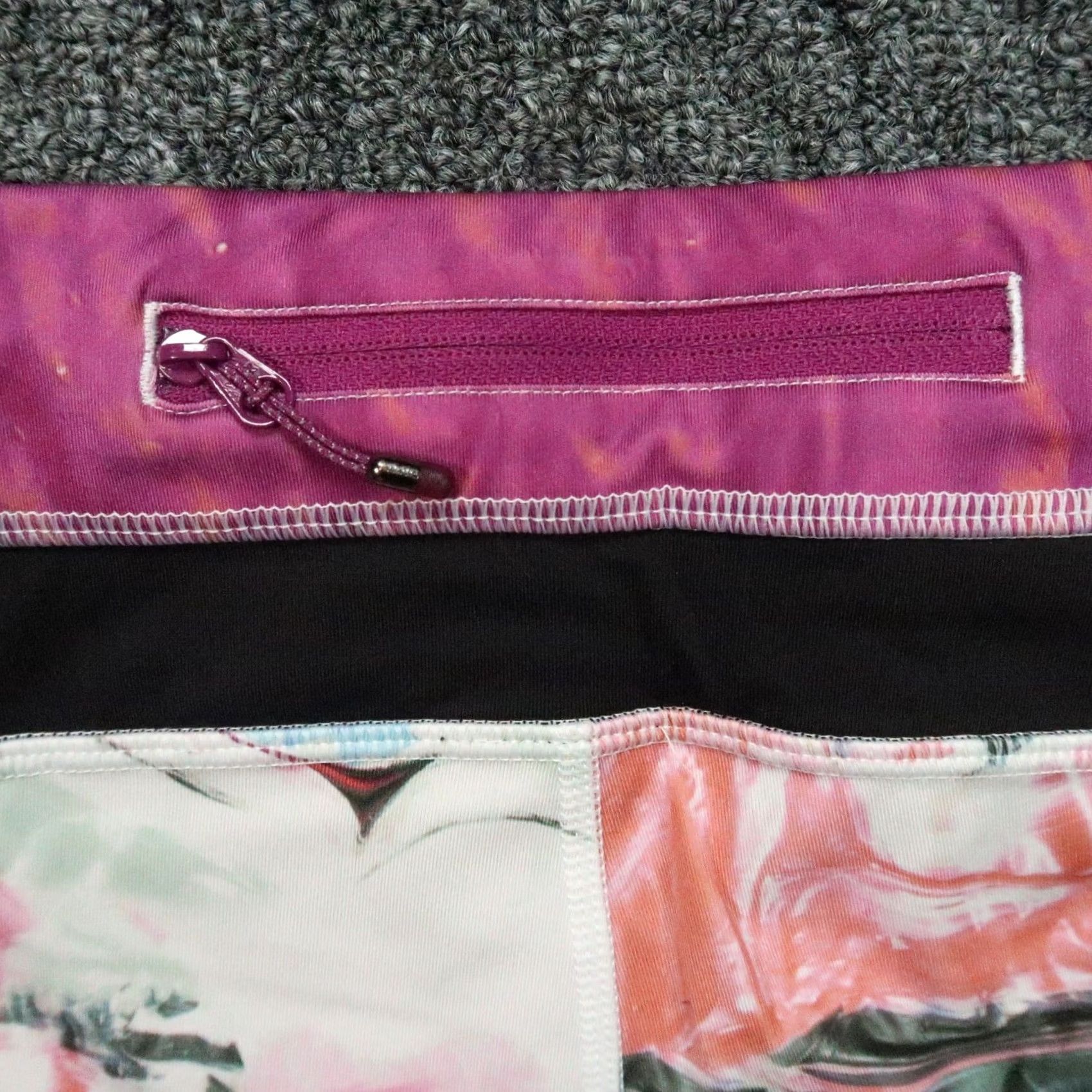 Lululemon Lululemon Womens 6 White Pink Run Inspire Crop II Colorful Zip Pocket Yoga Leggings Size 28" / US 6 / IT 42 - 4 Thumbnail