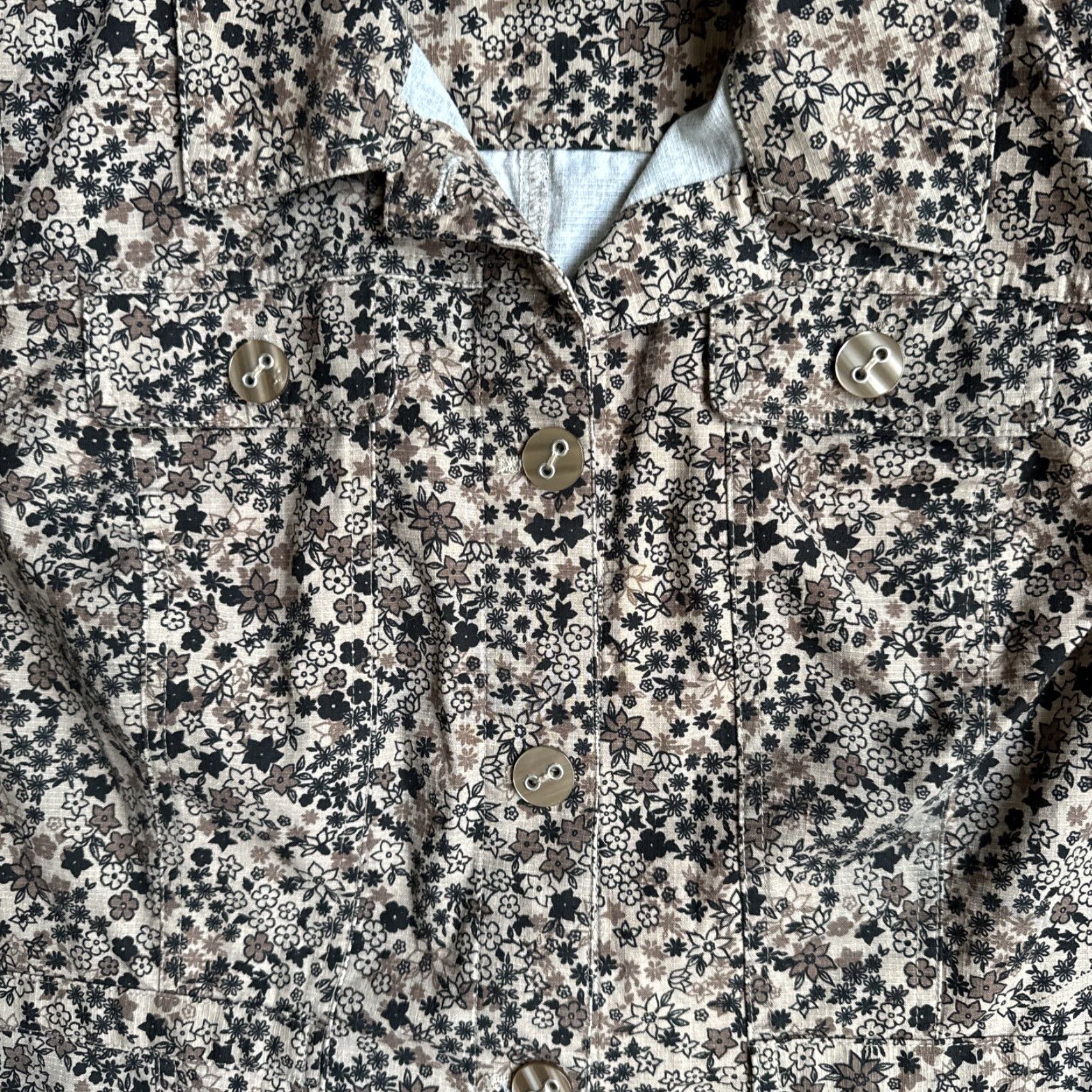 Vintage Vtg Christopher Banks Jacket Womans L Tan Floral Cottage Core Bohemian Boho Jacket Size L / US 10 / IT 46 - 4 Thumbnail