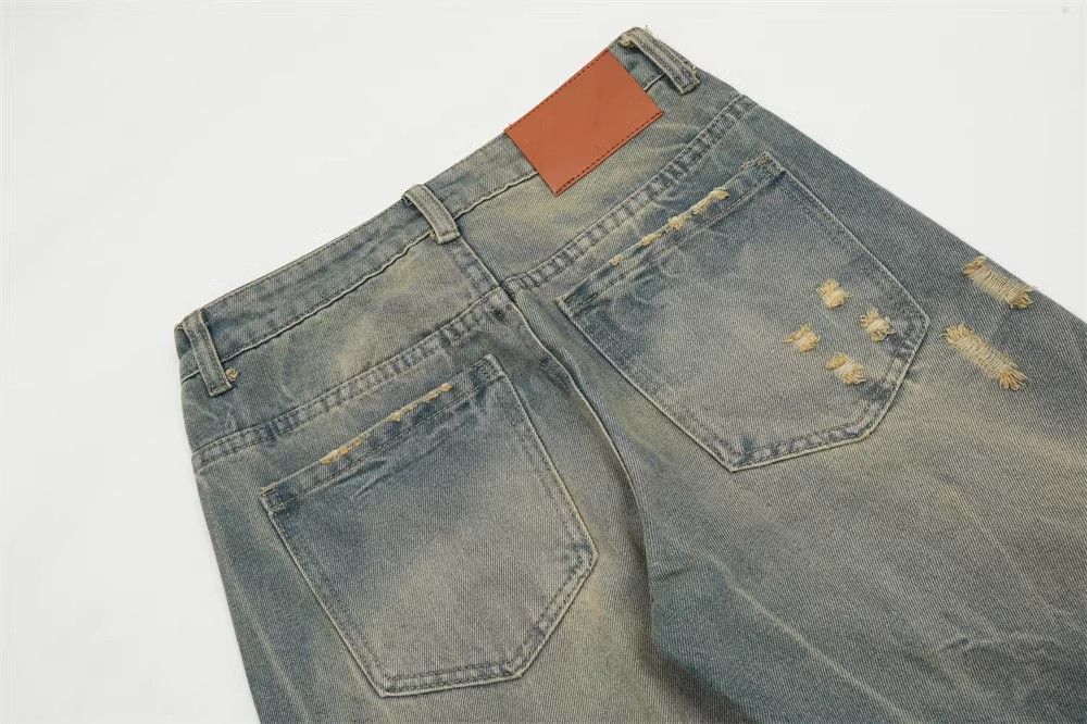 Japanese Brand × Jean Men's street retro loose washed distressed jeans y2k Size US 34 / EU 50 - 5 Thumbnail