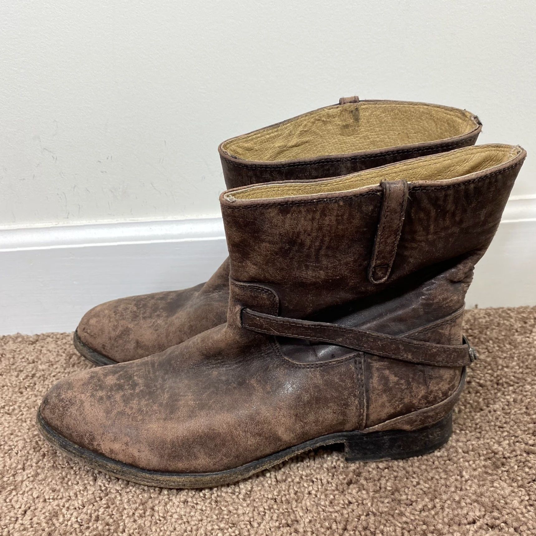 Frye FRYE Lindsay Plate Short Boots Womens 8.5 B Leather Dusty Graphite Stone Size 30" / US 8 / IT 44 - 6 Thumbnail