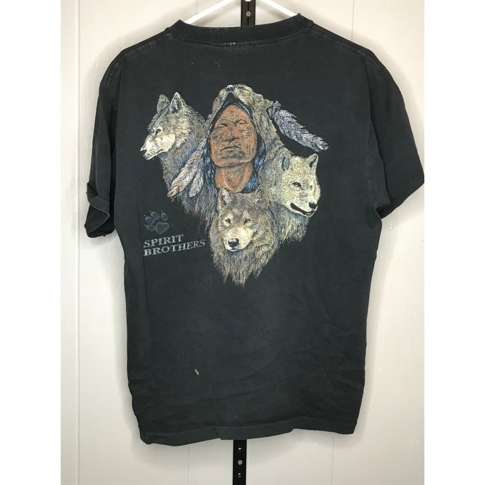 Other Vintage Spirit Brothers Indian Wolf Nature Single Stitch 90' Size US L / EU 52-54 / 3 - 1 Thumbnail