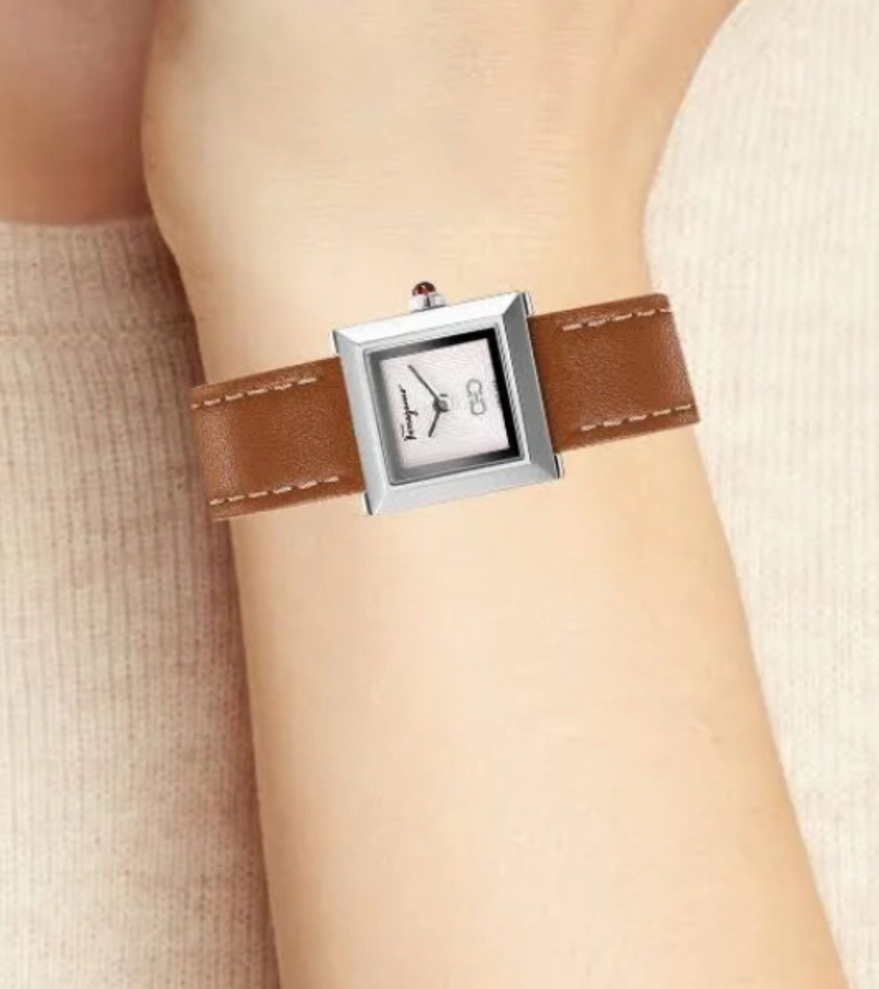 Salvatore Ferragamo Ferragamo Square Brown Leather Strap Watch 19mm Size ONE SIZE - 2 Thumbnail