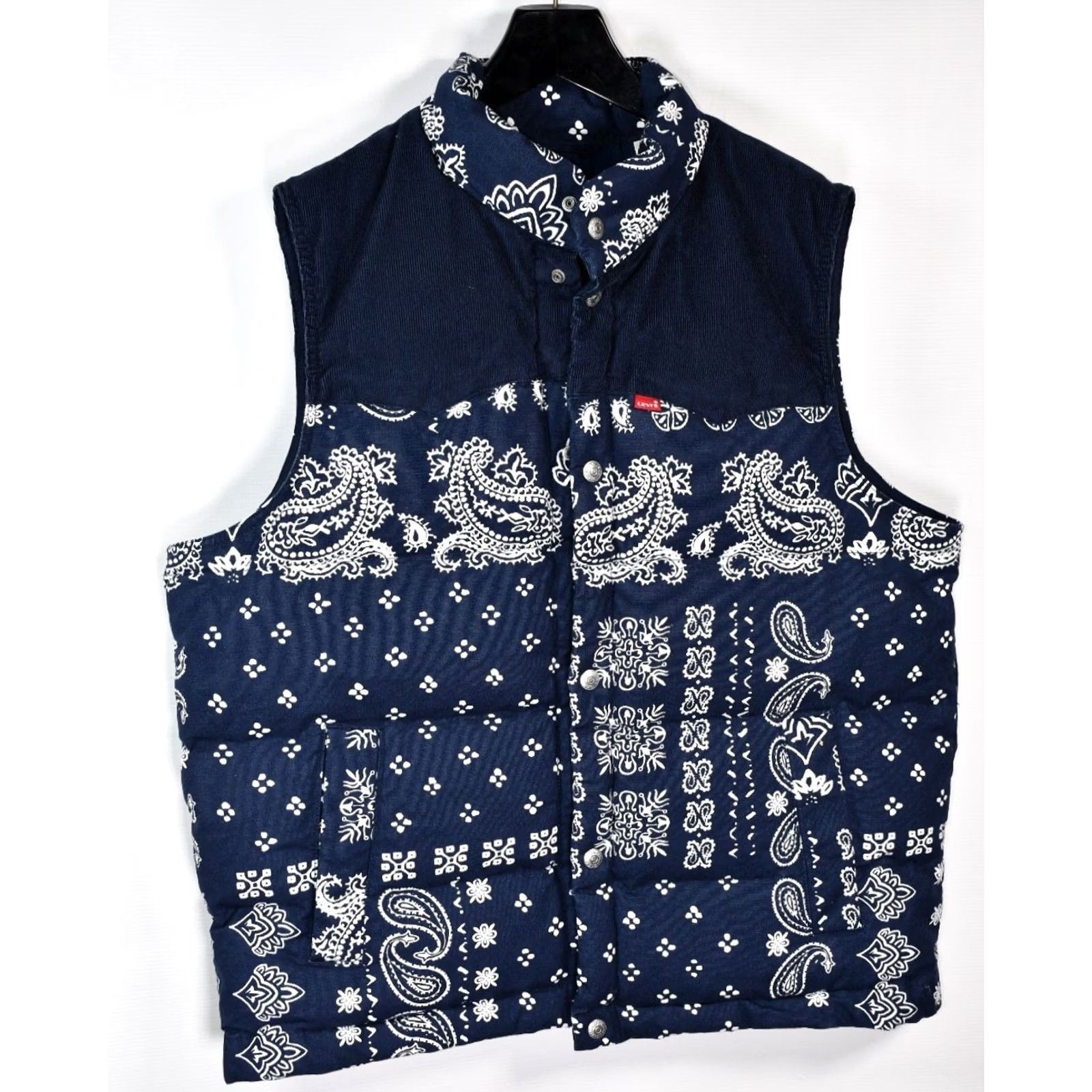 Levi's Levi’s Western Down Indigo Vest Jacket L Men’s Cotton Polyester 67cm Chest 29.92in Length New Bandana Paisley Camouflage? Size US L / EU 52-54 / 3 - 7 Thumbnail
