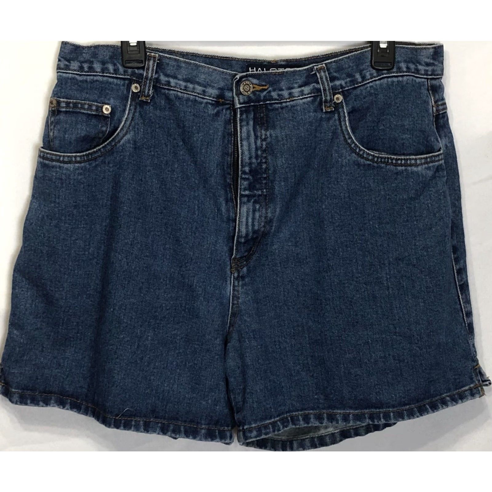 Halston VINTAGE Halston Denim Shorts 33" Waist High Rise 90s Bohemian Grunge Hippie Retro Rock Women 16 Denim Shorts Size 38" / US 16 / IT 52 - 6 Thumbnail