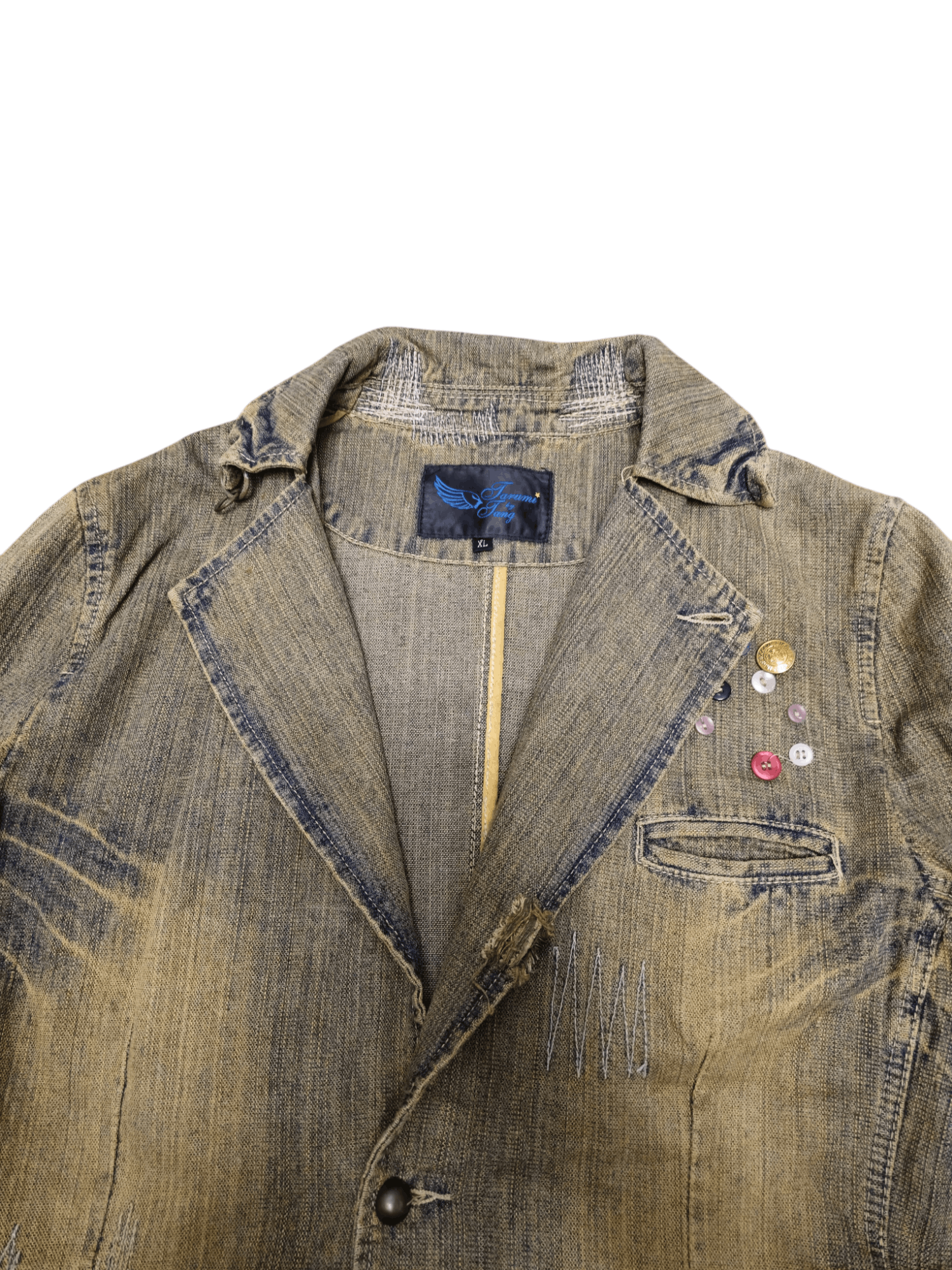 If Six Was Nine Distressed Pierced Denim Jacket Size US XL / EU 56 / 4 - 4 Thumbnail