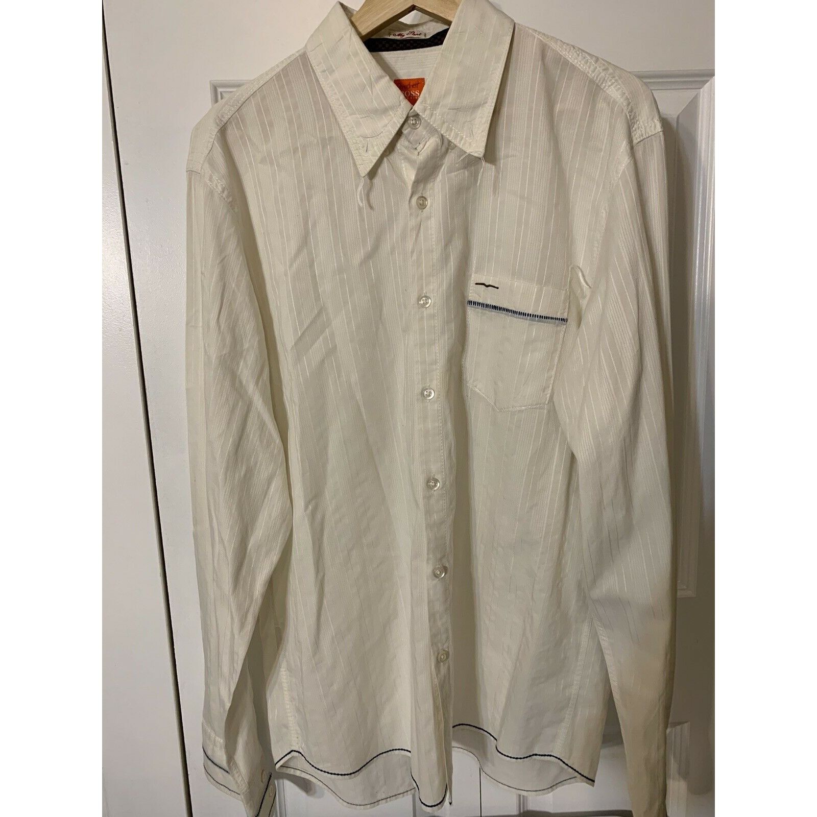 Hugo Boss HUGO BOSS Men's Sz XL Button Up Shirt Long Sleeve Orange Lab Size US XL / EU 56 / 4 - 3 Thumbnail