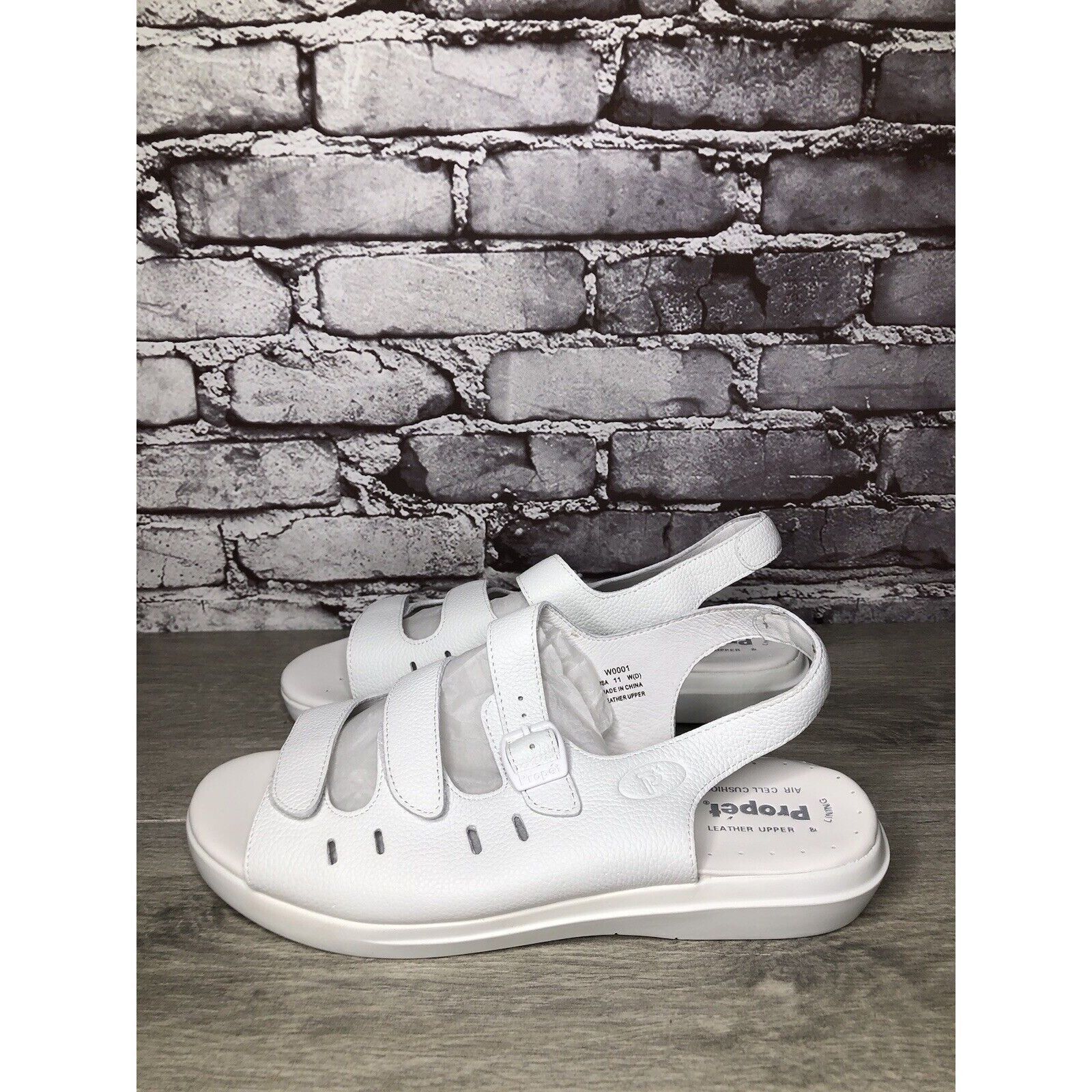 Other Propet Cell Cushion White Leather Triple Strap Wedge Sandals Size US 11 / IT 41 - 13 Thumbnail