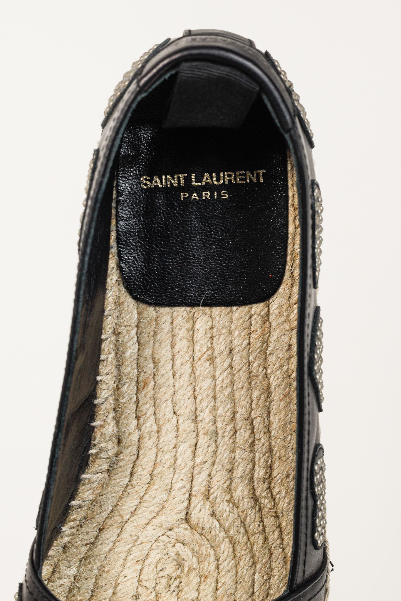 Saint Laurent Paris Saint Laurent Nero Leather Studded Heart Espadrilles Size US 6.5 / IT 36.5 - 10 Thumbnail