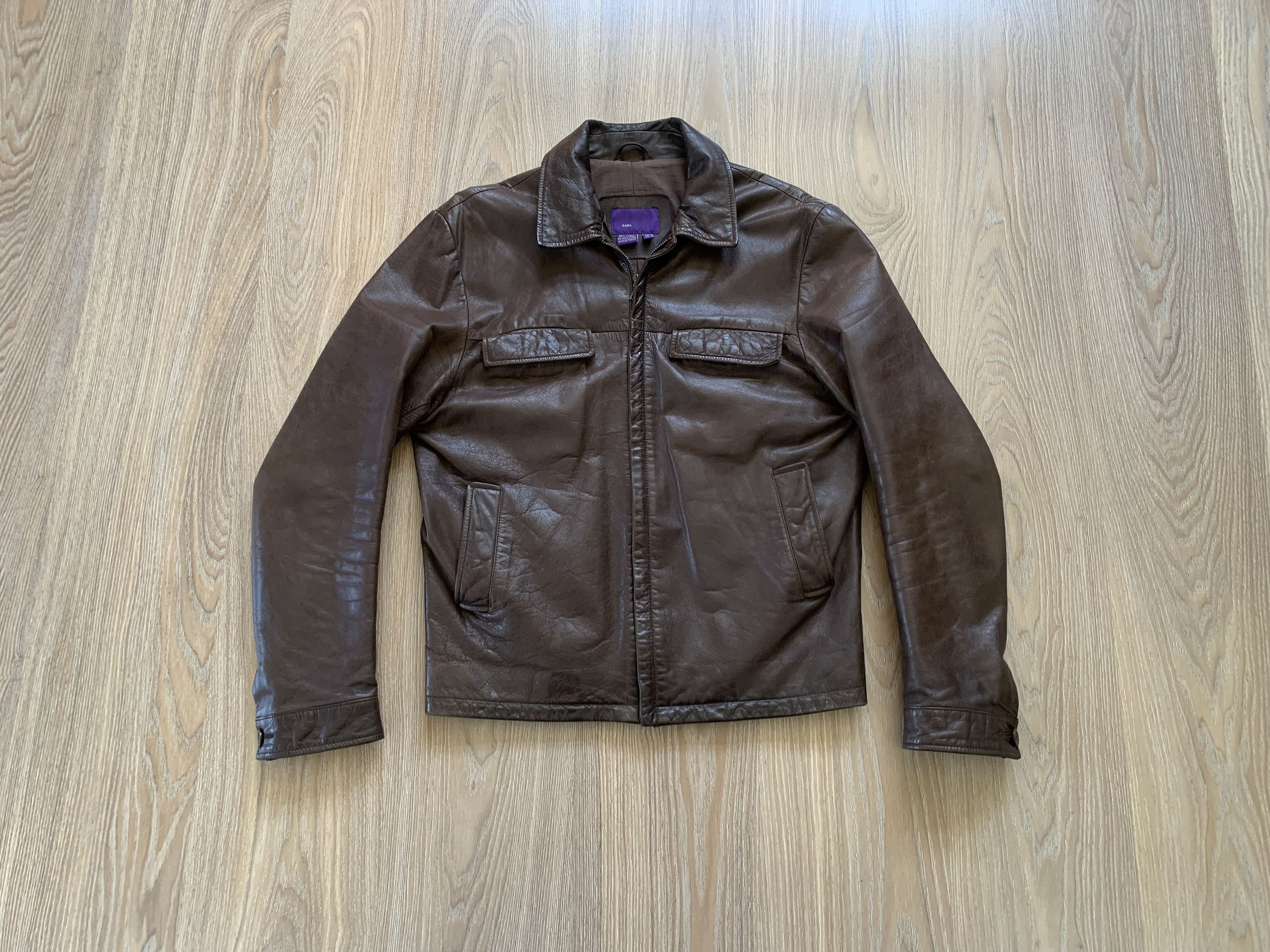 Zara Mens Vintage Zara Brown Leather Archival Biker Jacket Size US M / EU 48-50 / 2 - 12 Thumbnail