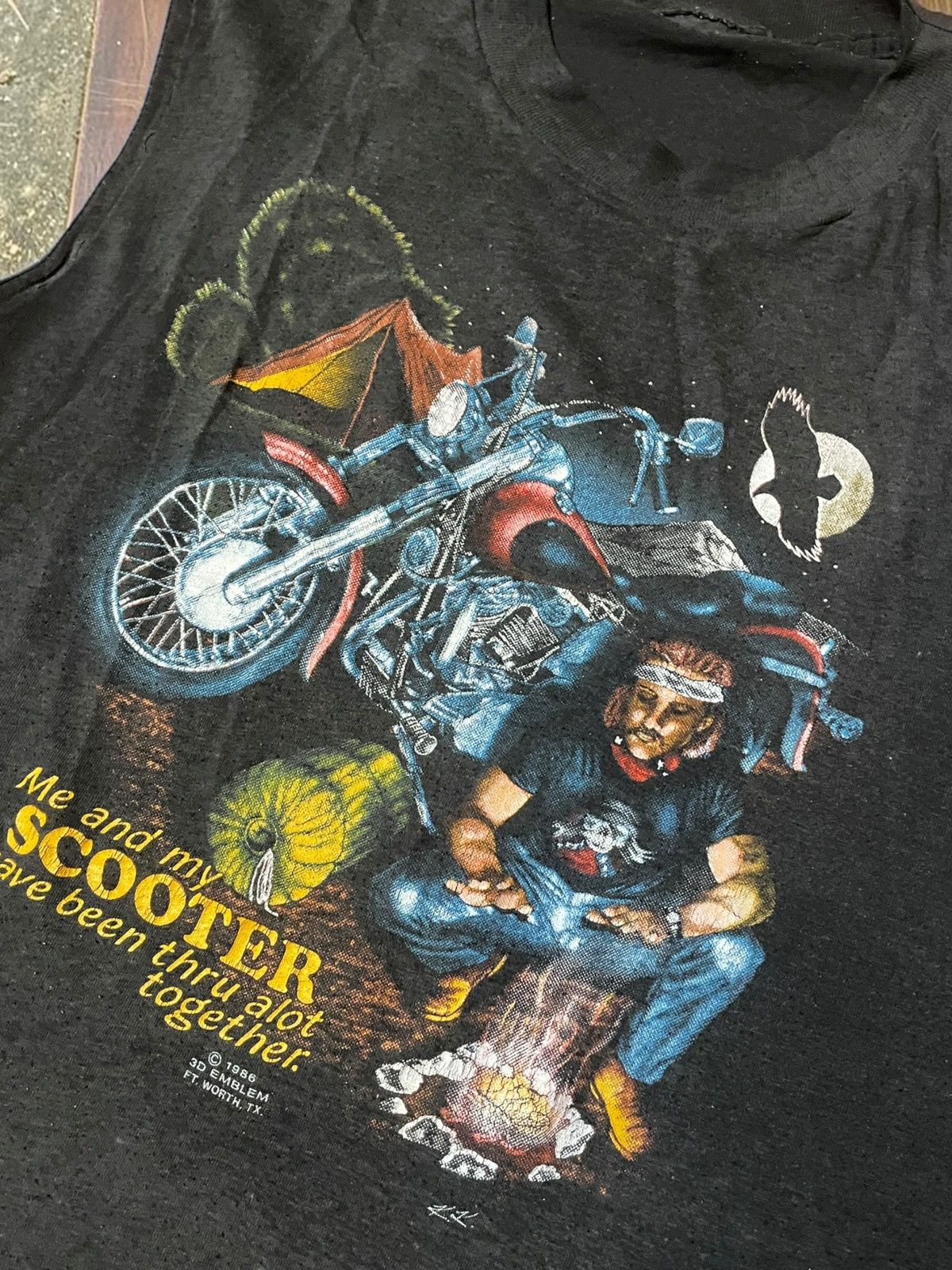 Harley Davidson 3D emblem Scooter Campfire 1986 Vintage T-shirt biker 86 Size US M / EU 48-50 / 2 - 4 Thumbnail