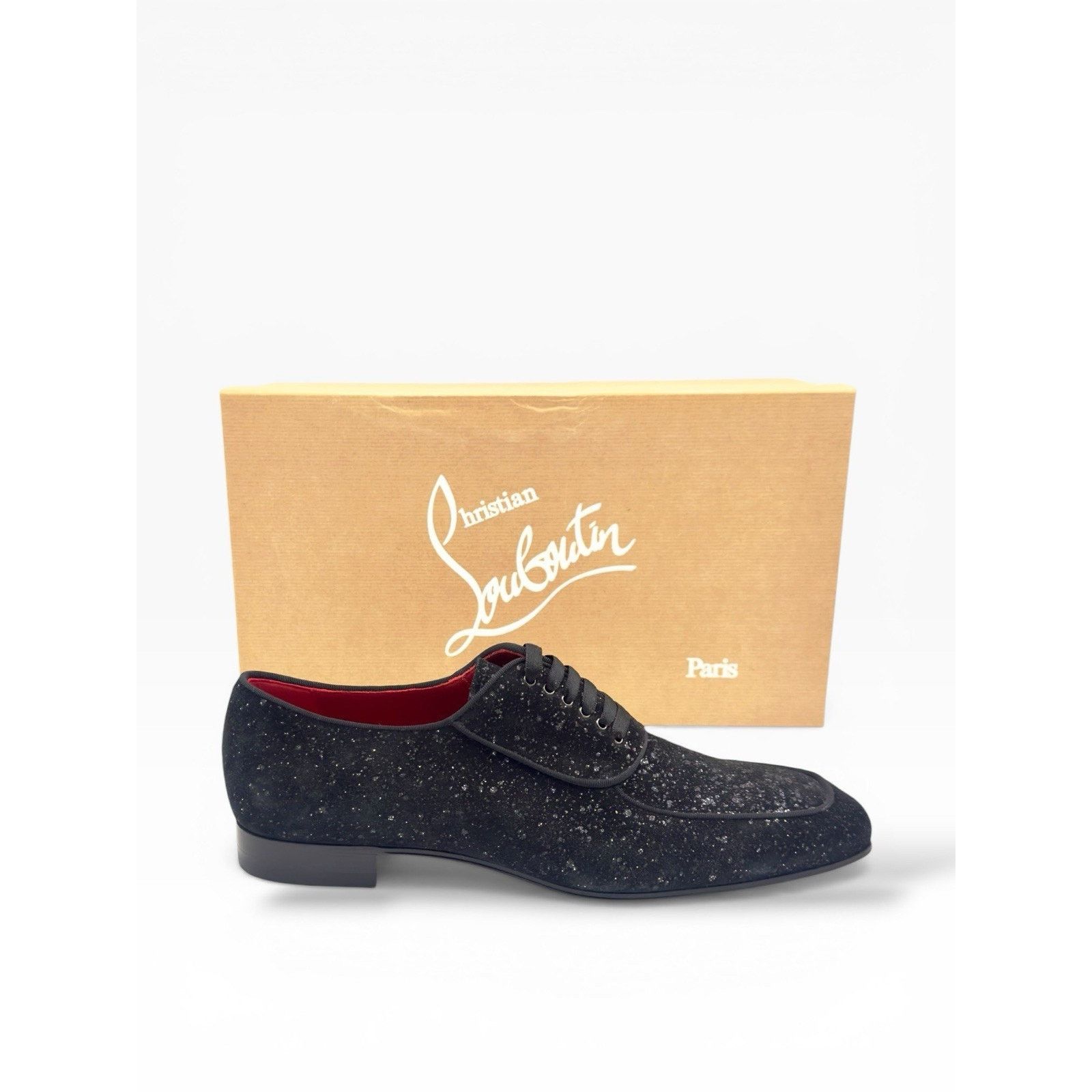 Christian Louboutin Suede Black Sparkle Lafitte Lace Up Shoes EU 41 Size US 8 / EU 41 - 1 Thumbnail
