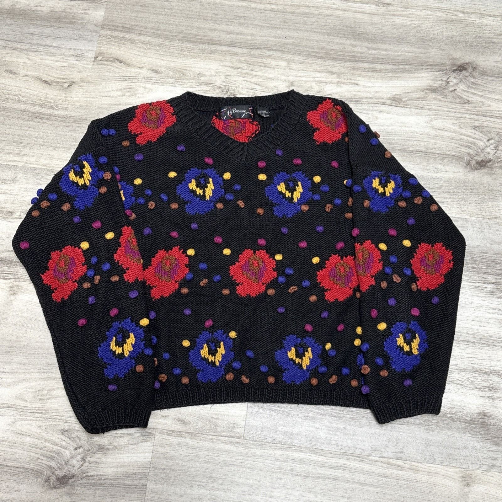Other Vintage Popcorn Floral Sweater Womens M Cotton Ramie V Neck Size M / US 6-8 / IT 42-44 - 5 Thumbnail