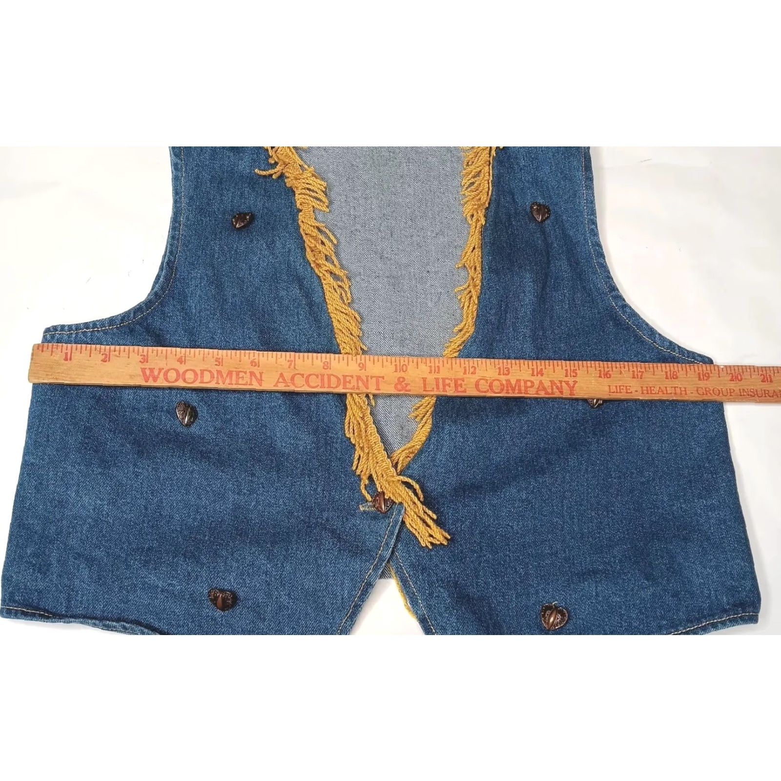 Cherokee VINTAGE Cherokee Western Vest Women L Blue Denim Fringe Button Cowgirl Vest Size L / US 10 / IT 46 - 4 Thumbnail