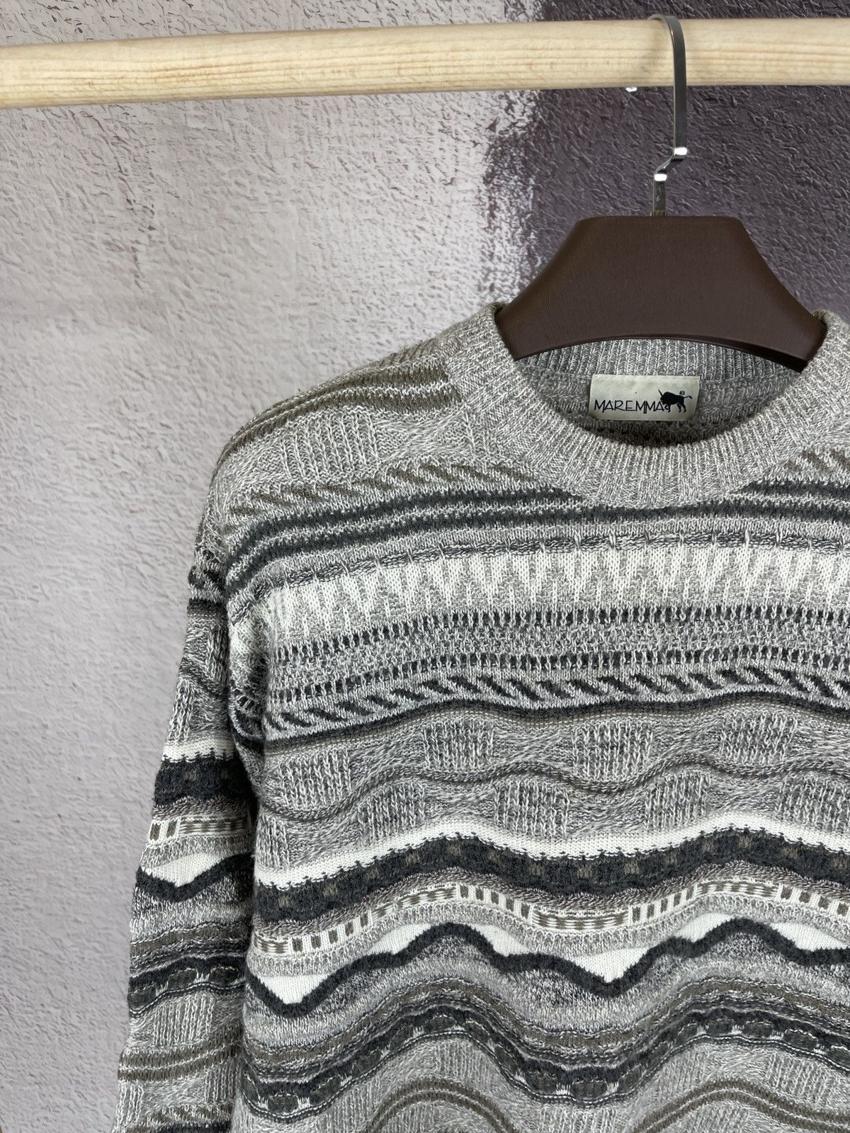 Designer × Vintage Meremma Coogi style vintage grey cable knitted sweater Size US L / EU 52-54 / 3 - 3 Thumbnail