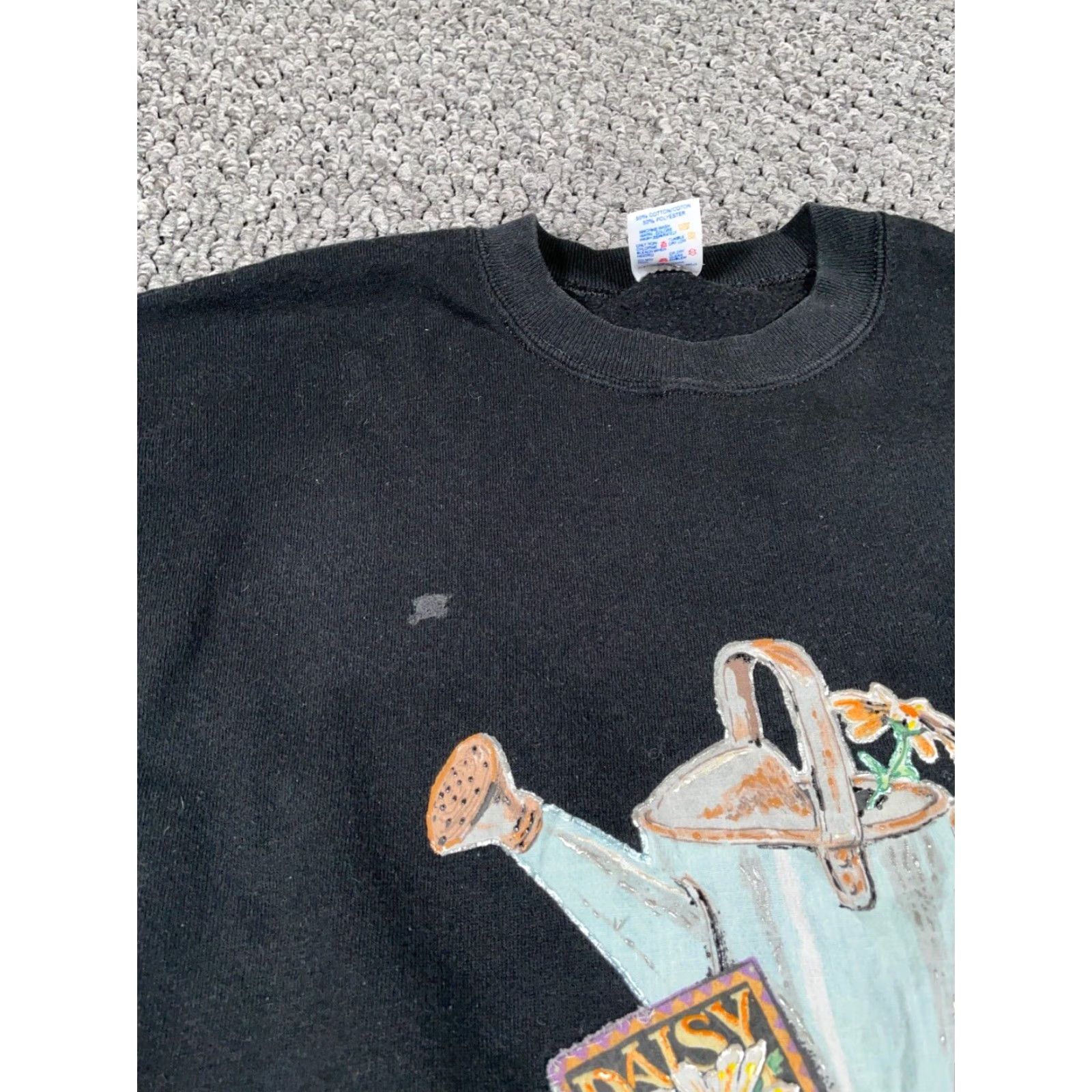 Jerzees VINTAGE Jerzees Sweatshirt Shirt Women Adult Large Black 90s Flower Nature Graphic Print Pull Over Size L / US 10 / IT 46 - 5 Thumbnail