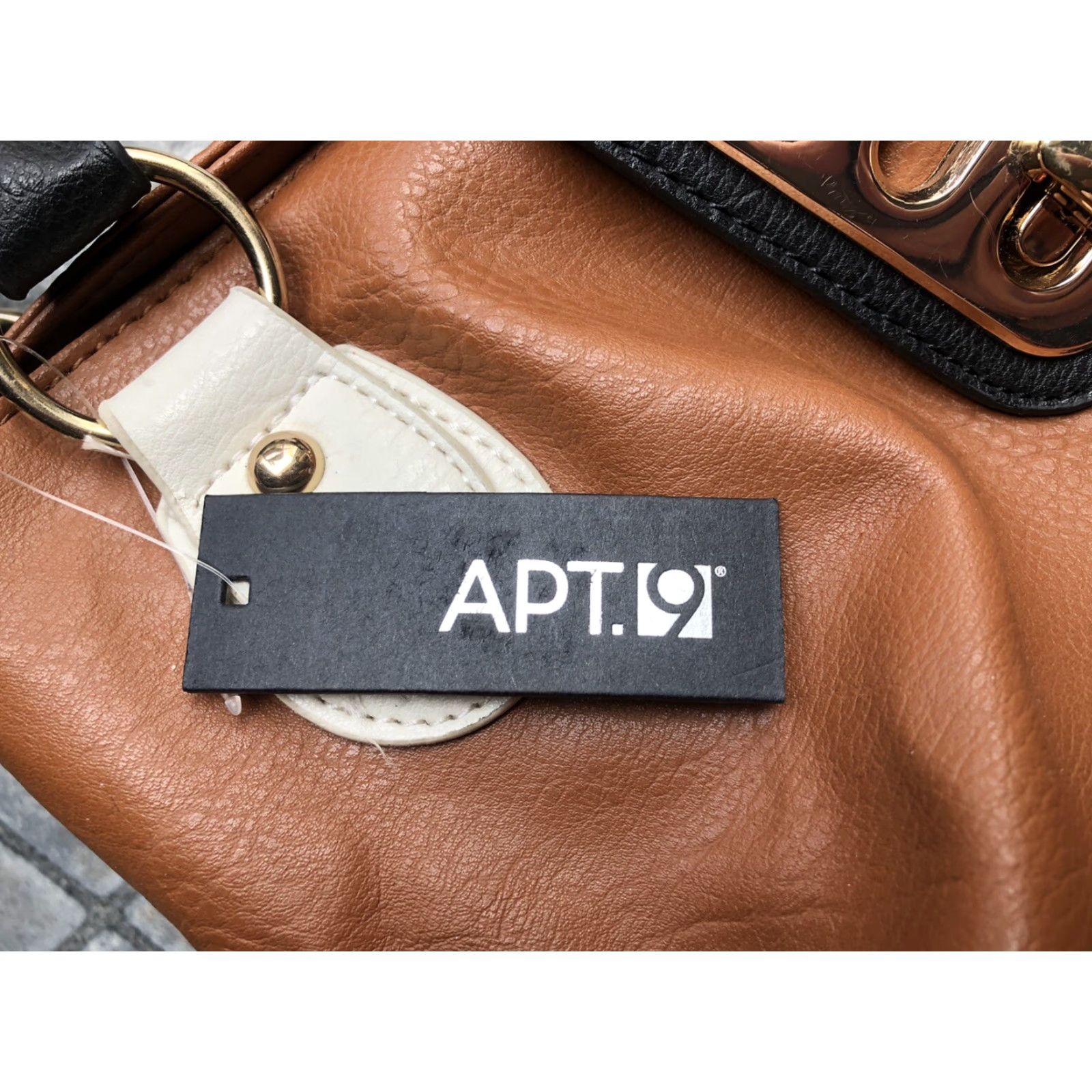 Apt. 9 Kohls Apt. 9 T-Wall Leather Satchel Purse Tan Black Latch Turn Lock Pockets Satchel/Top Handle Bag Women Size ONE SIZE - 3 Thumbnail