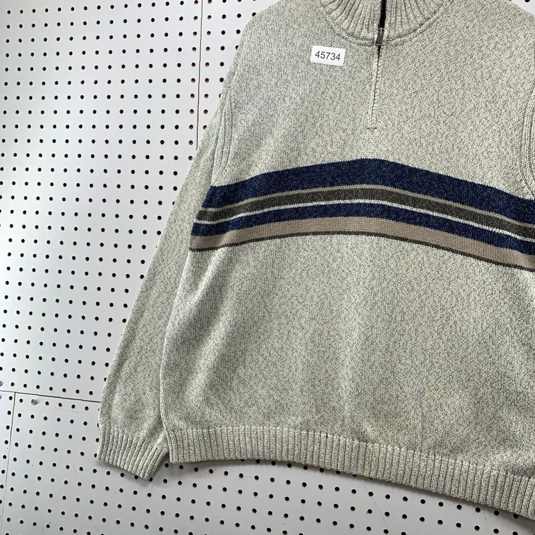 Eddie Bauer Eddie Bauer Sweater Mens 2XL Gray Striped 1/4 Zip Mock Neck 100% Cotton Pullover Size US XXL / EU 58 / 5 - 3 Thumbnail