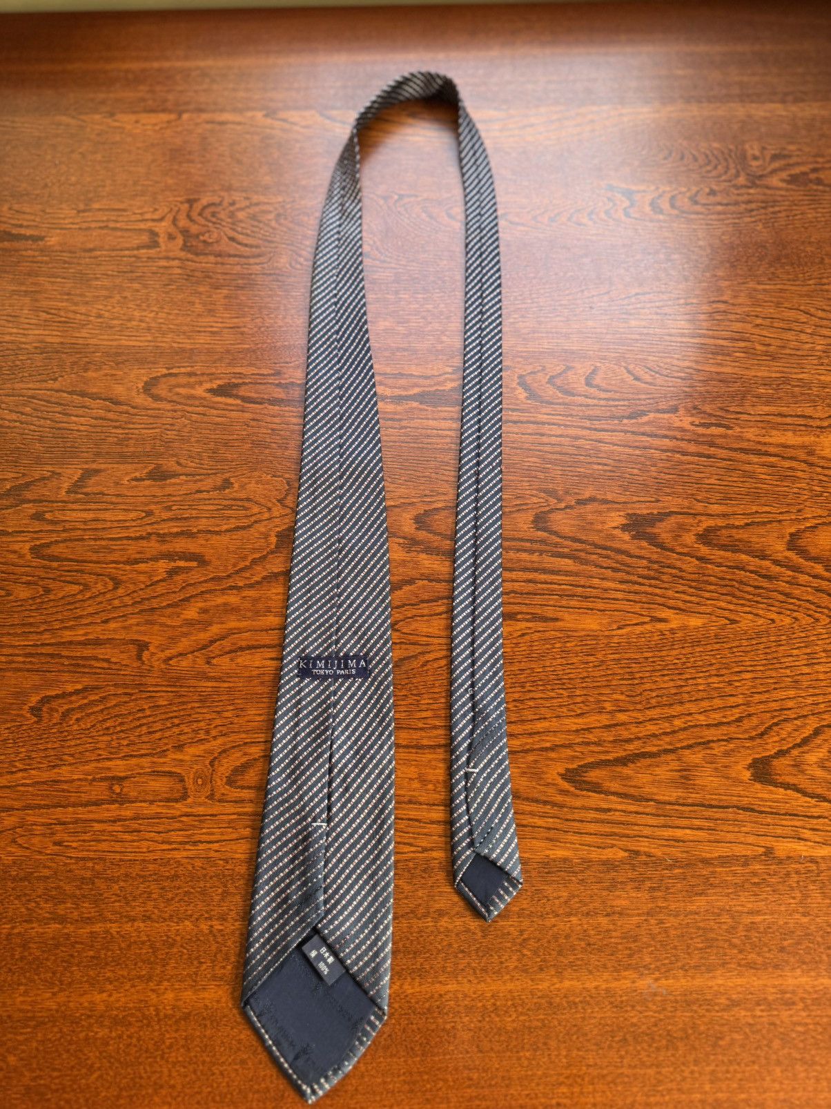 Other KIMIJIMA Tokyo Paris Silk Tie Navy Diagonal Stripe Size ONE SIZE - 3 Thumbnail