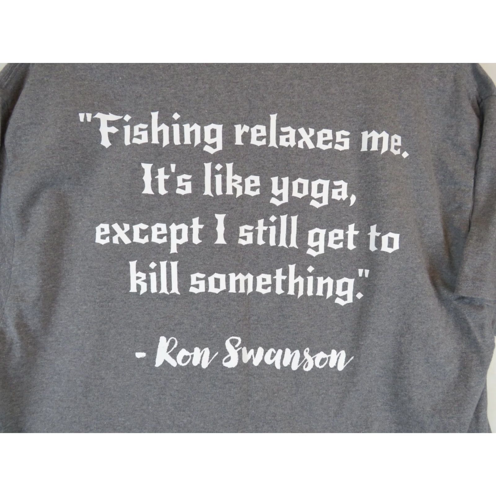 Vintage VINTAGE Bayside T-Shirt Shirt Mens L VTG Fishing relaxes me like yoga but I get to kill something Duluth MN Gray Short Sleeve Crew Neck Graphic Print Size US L / EU 52-54 / 3 - 7 Thumbnail
