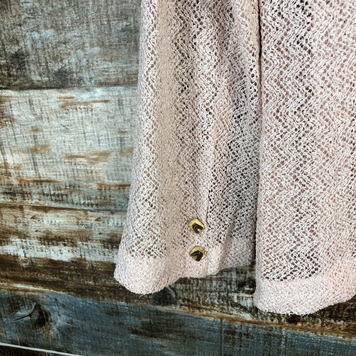 Japanese Brand × Vintage Japanese Brand Pink crochet meshnet Cardigan Knitwear #A1243 Size M / US 6-8 / IT 42-44 - 13 Thumbnail