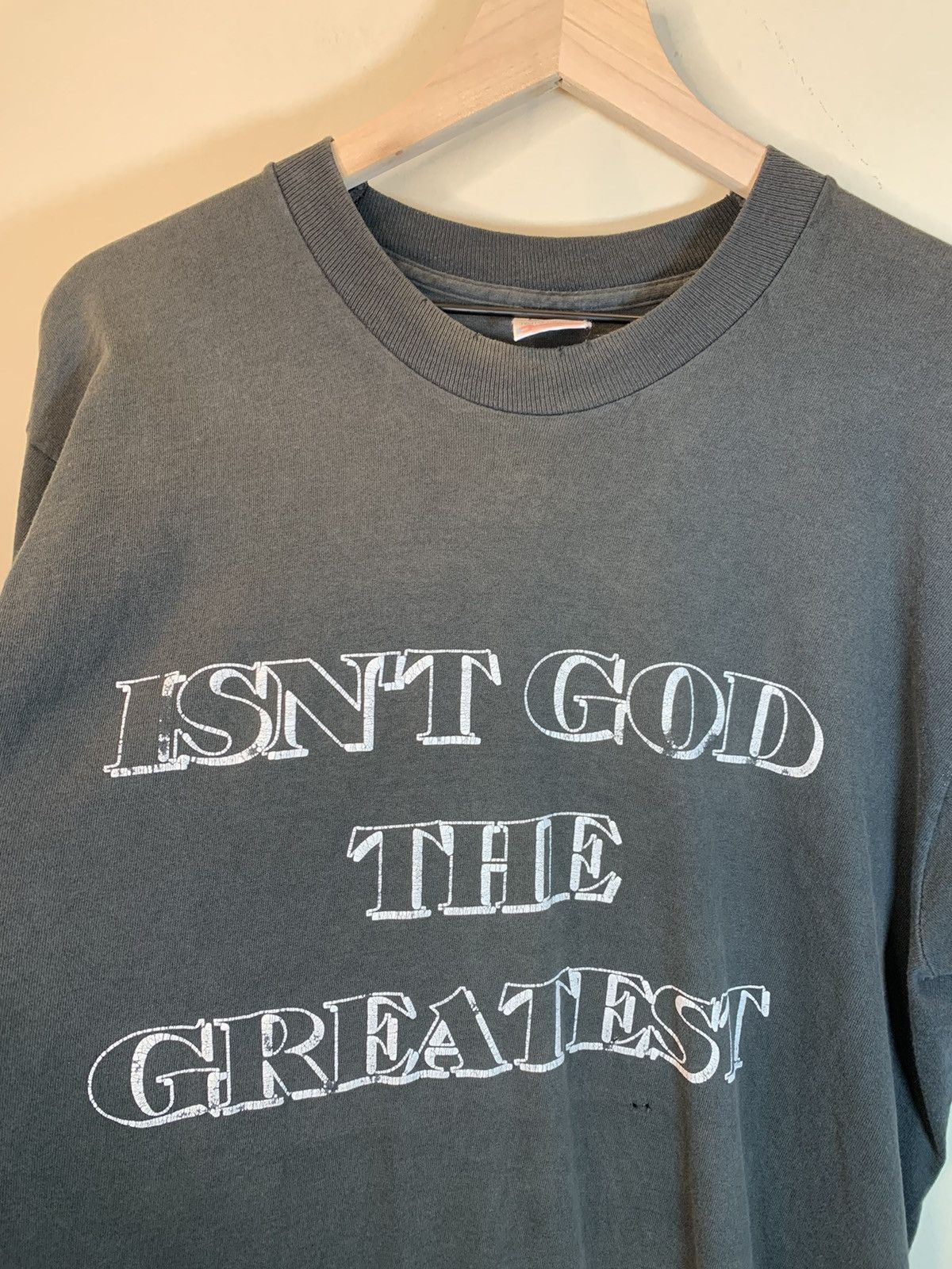 Vintage RARE Vintage 90’s Isn’t God The Greatest Single Stitch Shirt Size US L / EU 52-54 / 3 - 3 Thumbnail