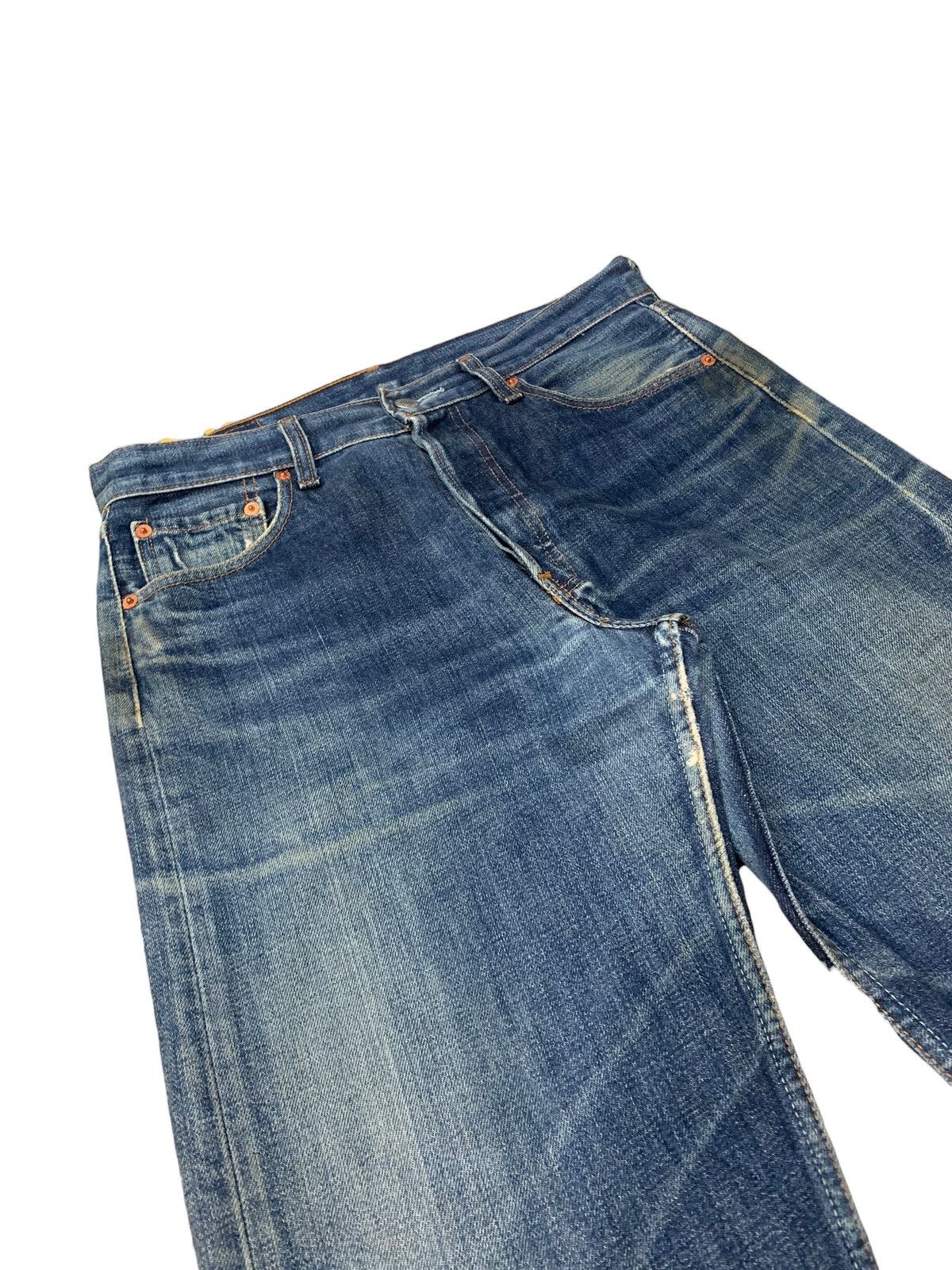 Levi's Levis 501 Buttonfly Distressed Whiskering Denim Pants (AB35) Size US 29 - 6 Thumbnail