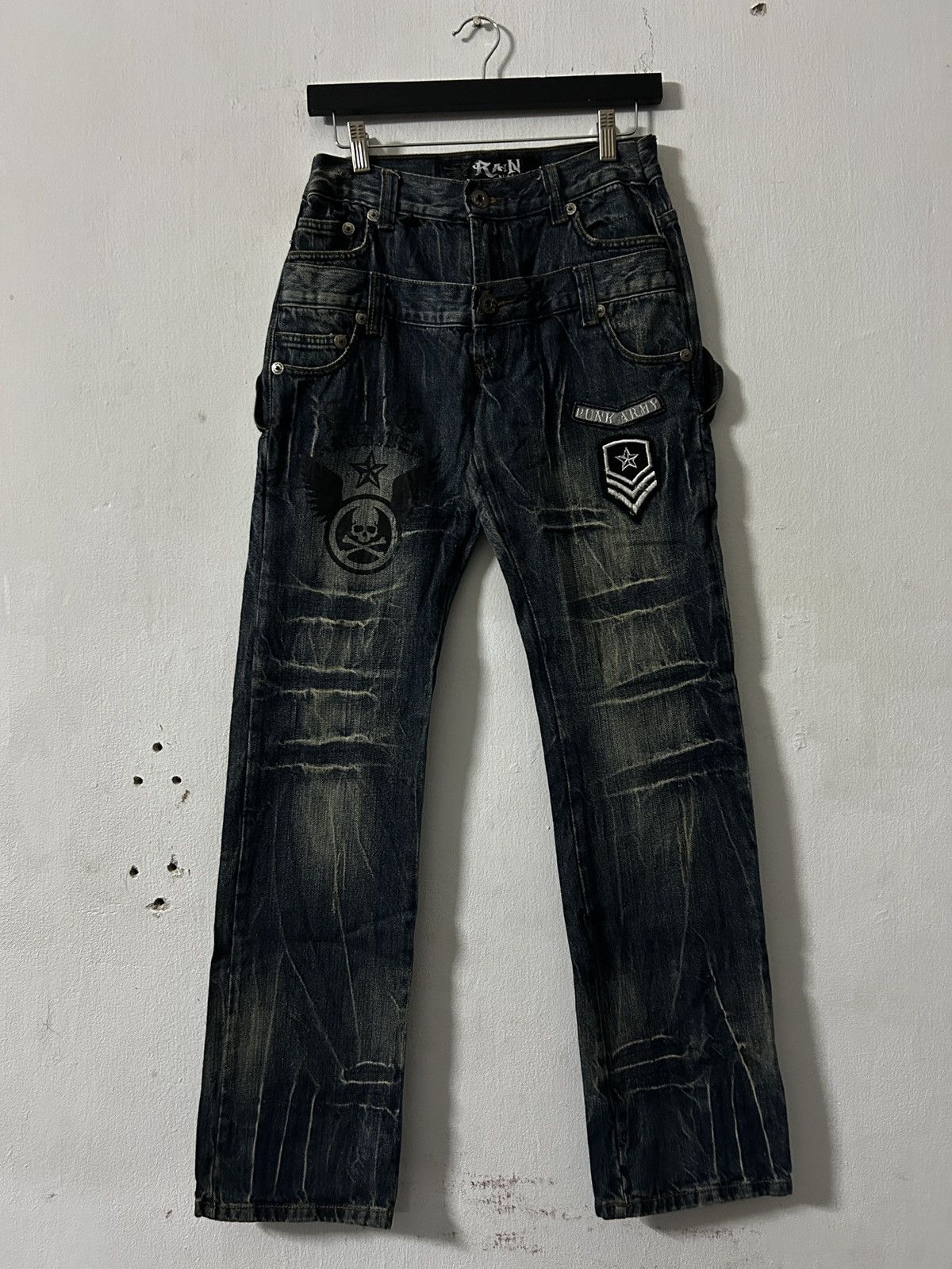 Japanese Brand 2000’s Rain King of Hip Hop Double Waist grunge punk style Size US 27 - 1 Thumbnail
