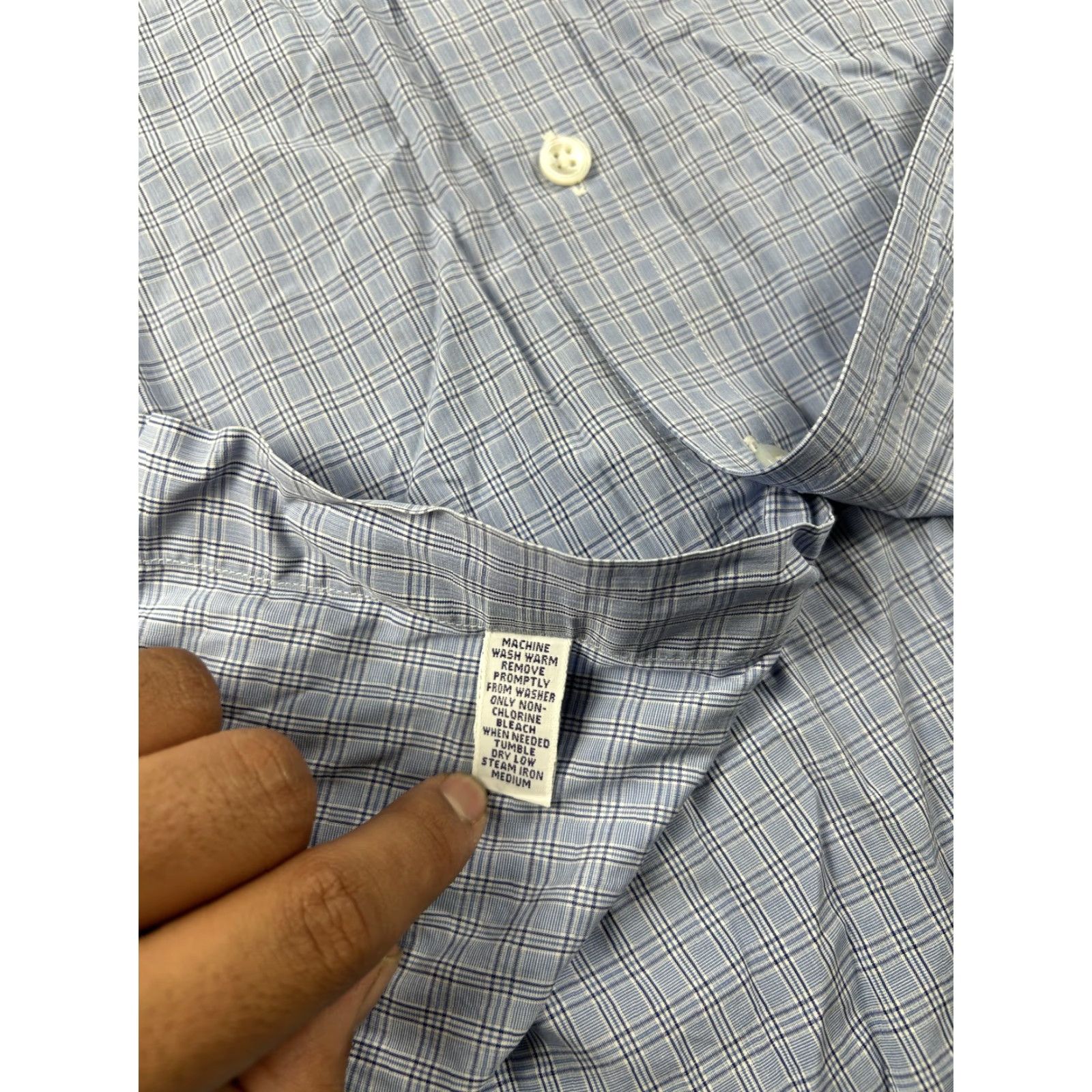 Ralph Lauren Ralph Lauren Purple Label Shirt Mens 17.5 32 Blue Gray Plaid Made England Dress Shirt Size 48R - 5 Thumbnail