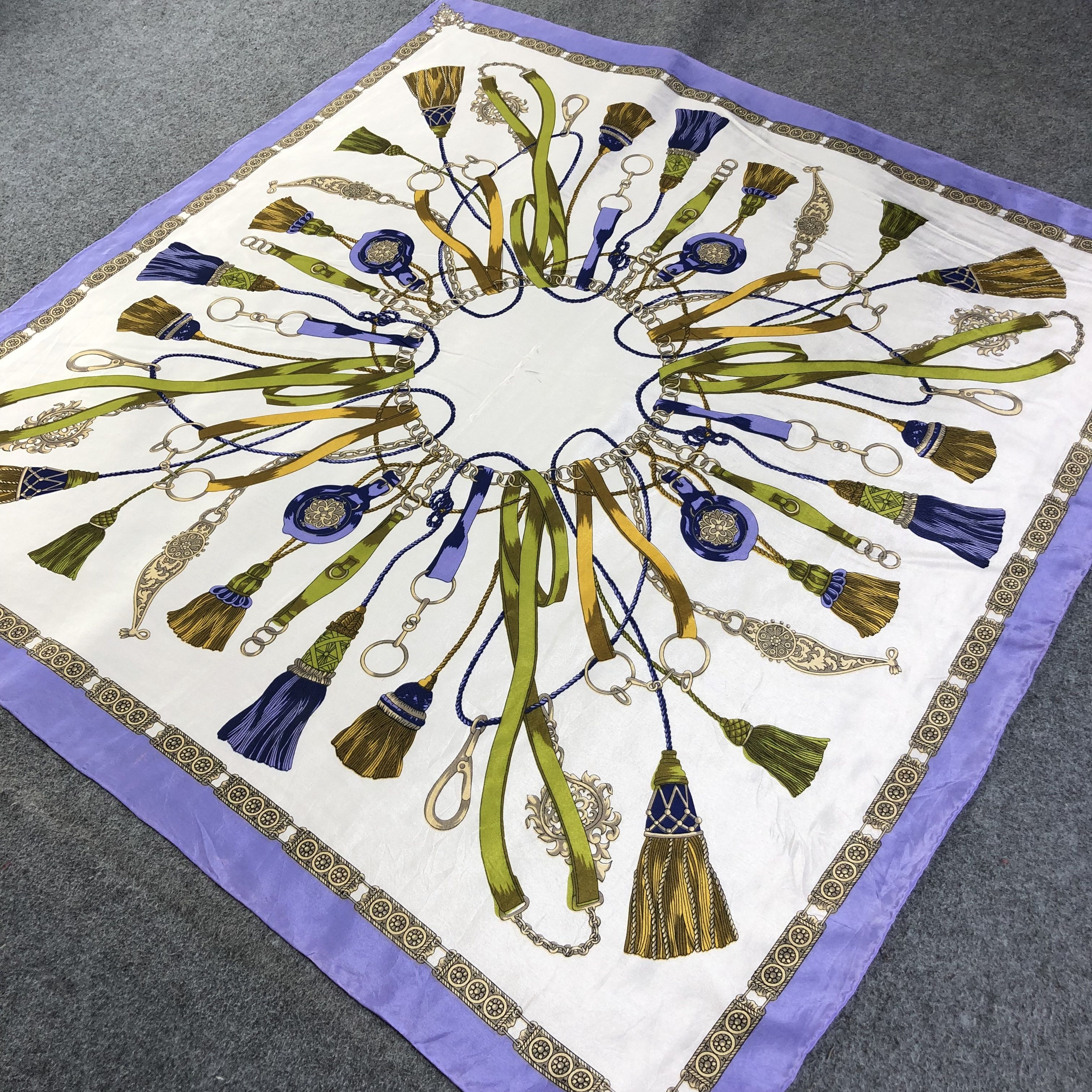 Vintage Vintage Pola Luxury Tassels Hand Rolled Silk Scarf M677 Size ONE SIZE - 2 Thumbnail