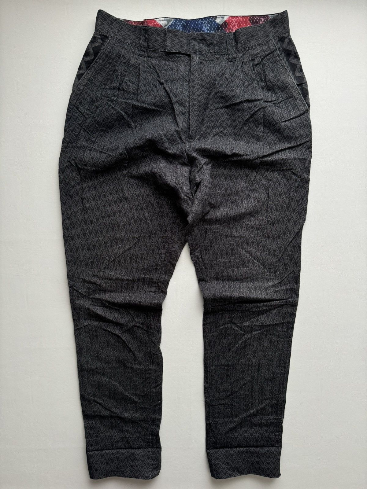 Swagger 2010’s SWG Black Platinum Lightweight Seigaiha Suit Pants Size US 32 / EU 48 - 1 Thumbnail