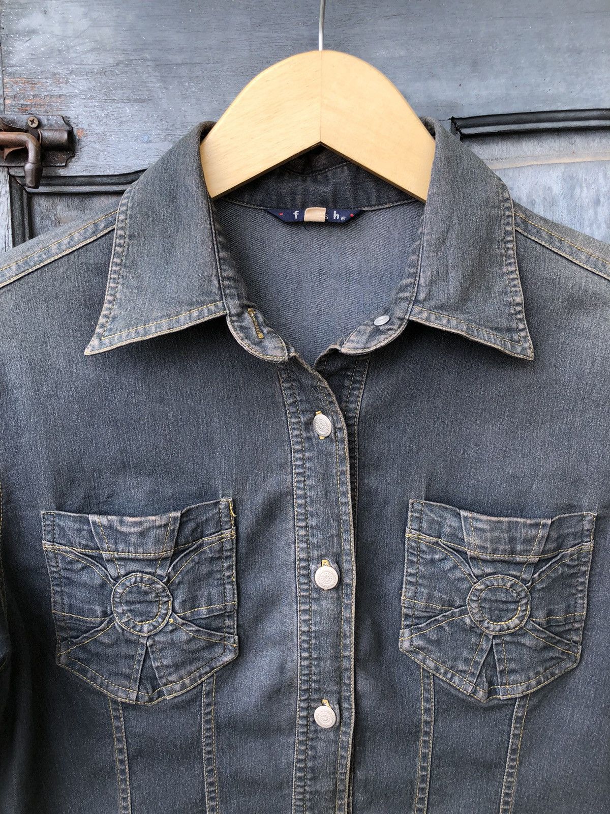 Vintage Flash Stretch Button Faded Distressed Japanese Babes Style Size M / US 6-8 / IT 42-44 - 4 Thumbnail