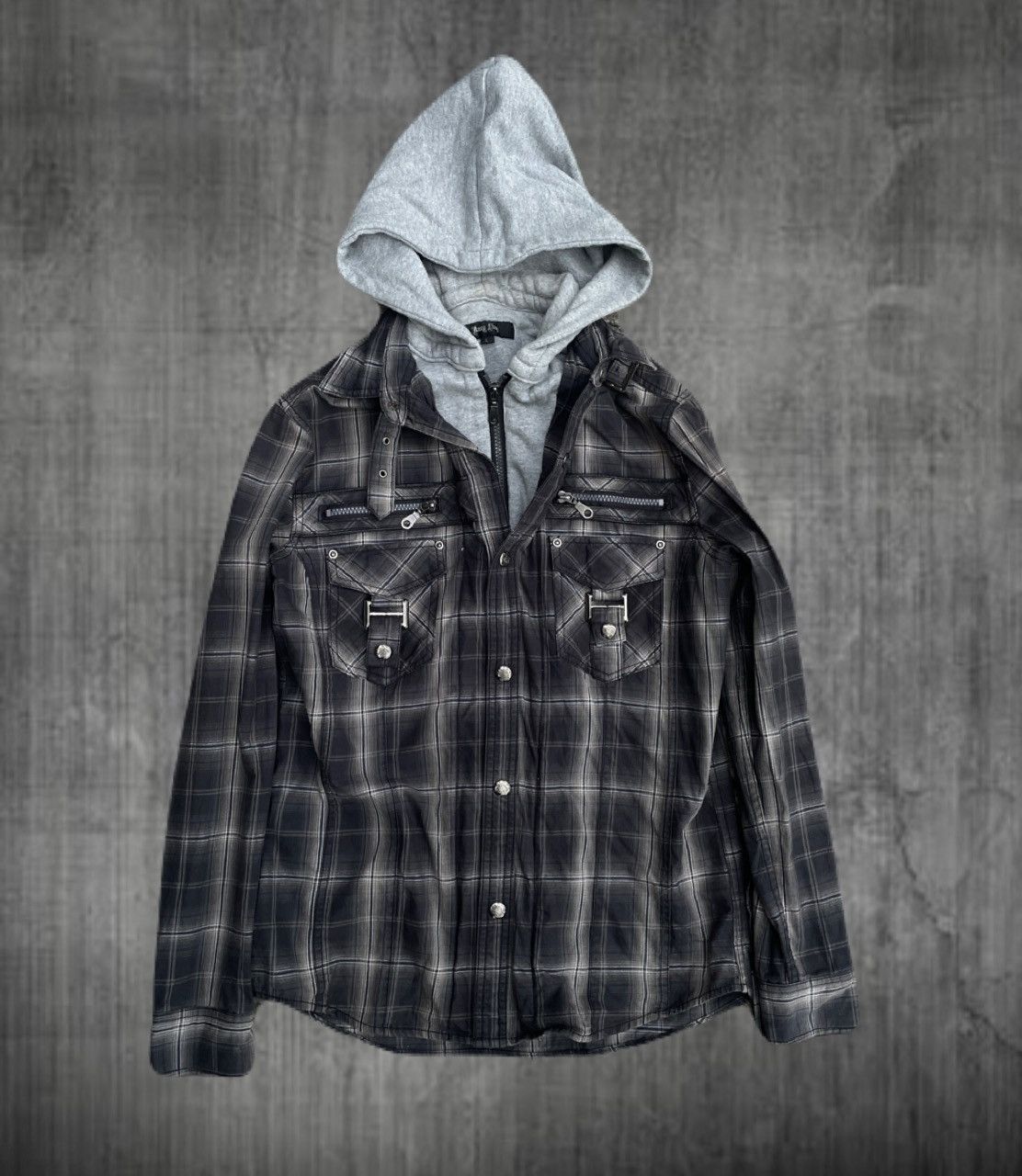 If Six Was Nine 2000s Japanese archive Vkei Docking Hooded Zip Gimmic Shirts Size US S / EU 44-46 / 1 - 1 Thumbnail