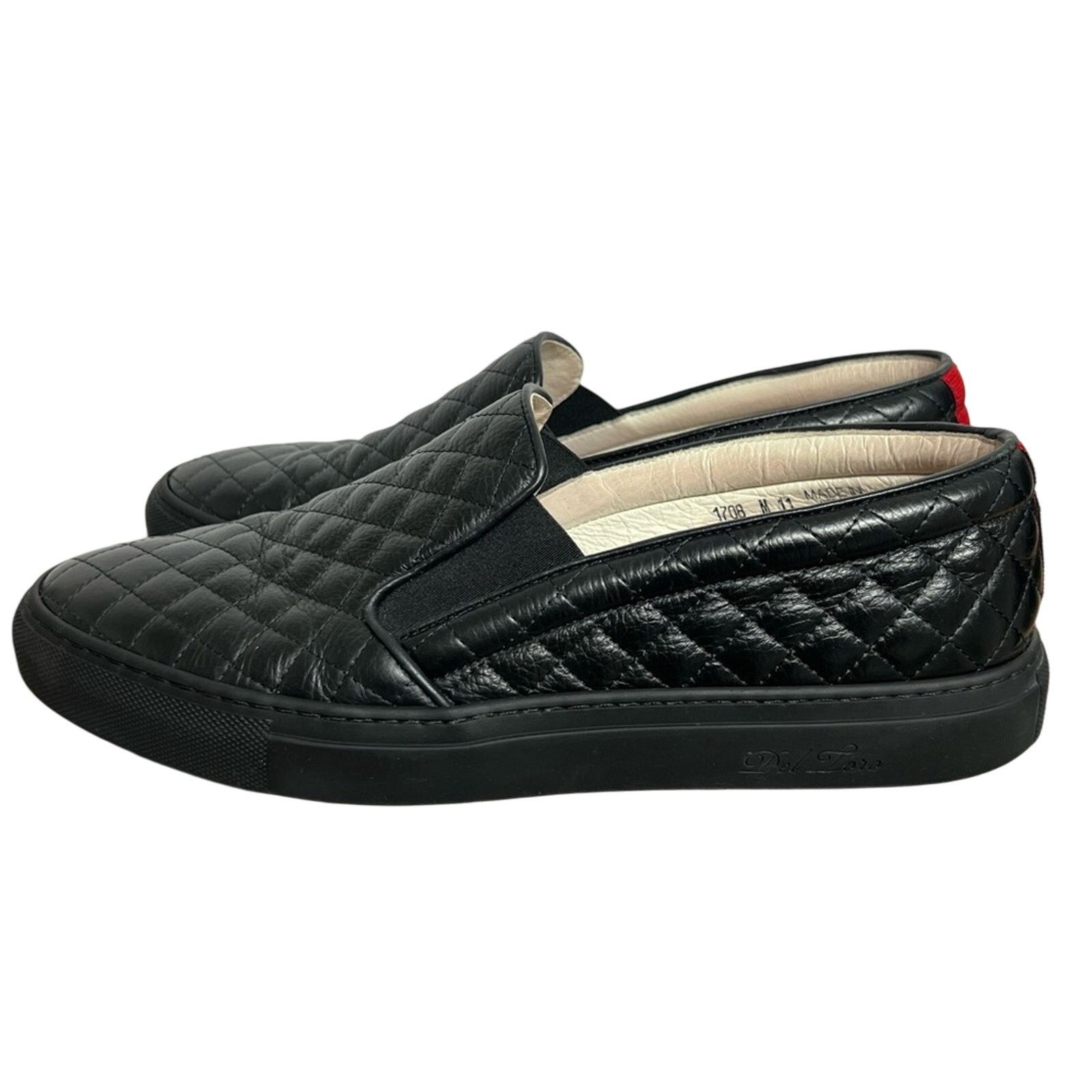 Del Toro Quilted Nappa Leather Black Slip-On MADE IN ITALY